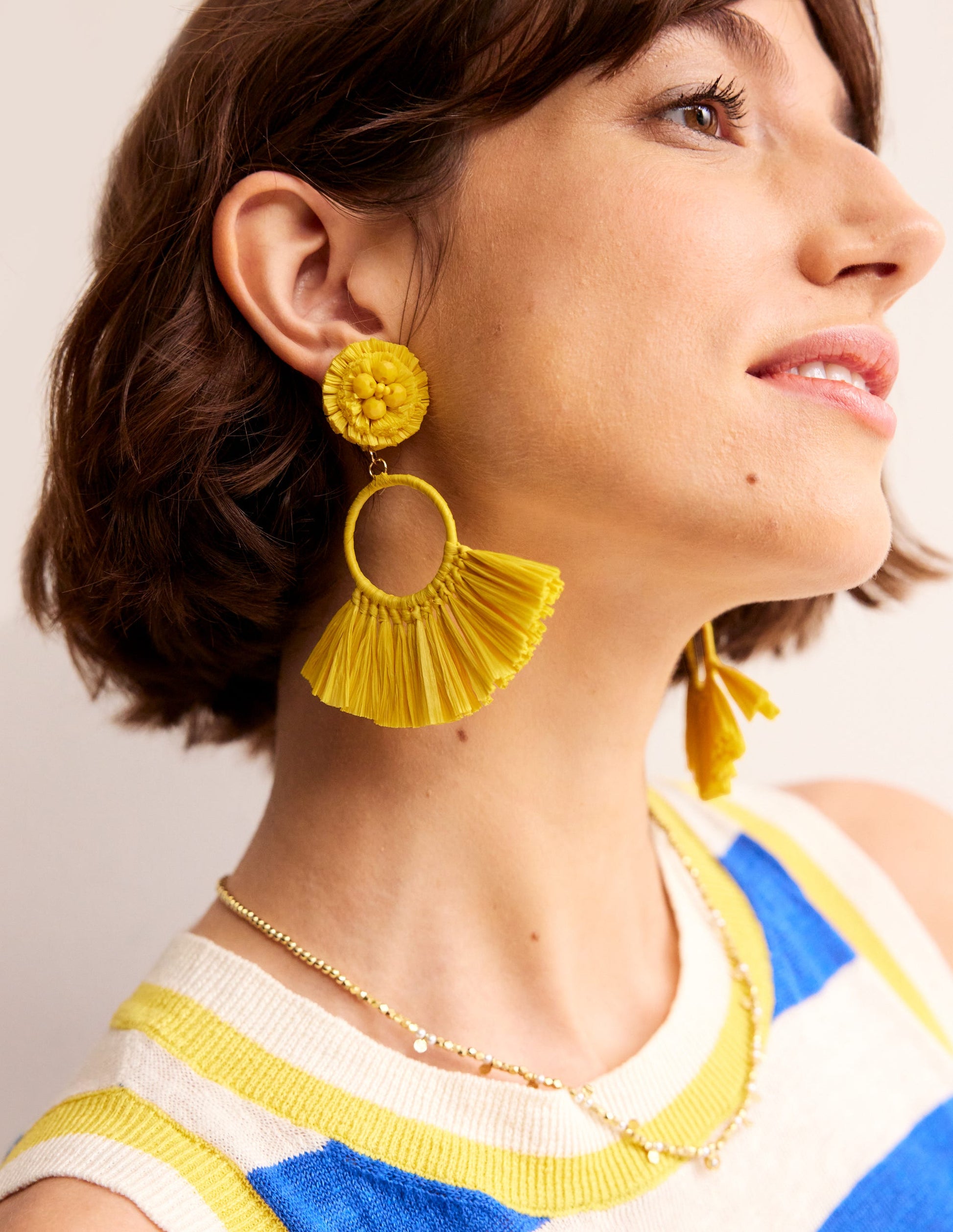 Tassel Ring Earrings-Warm Sunshine Yellow-2