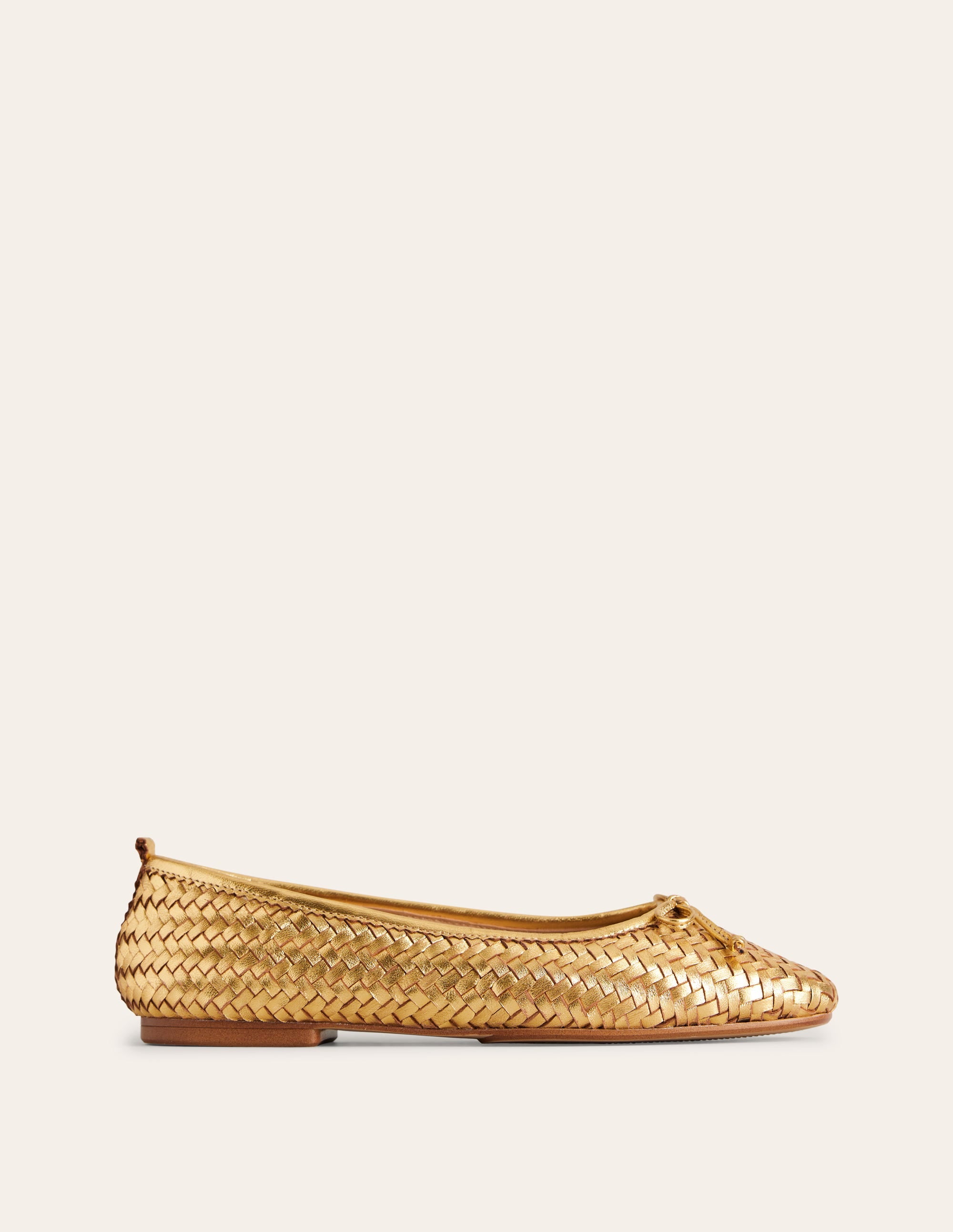 Kitty Flexi Sole Ballet Pumps-Woven Gold - Image 2