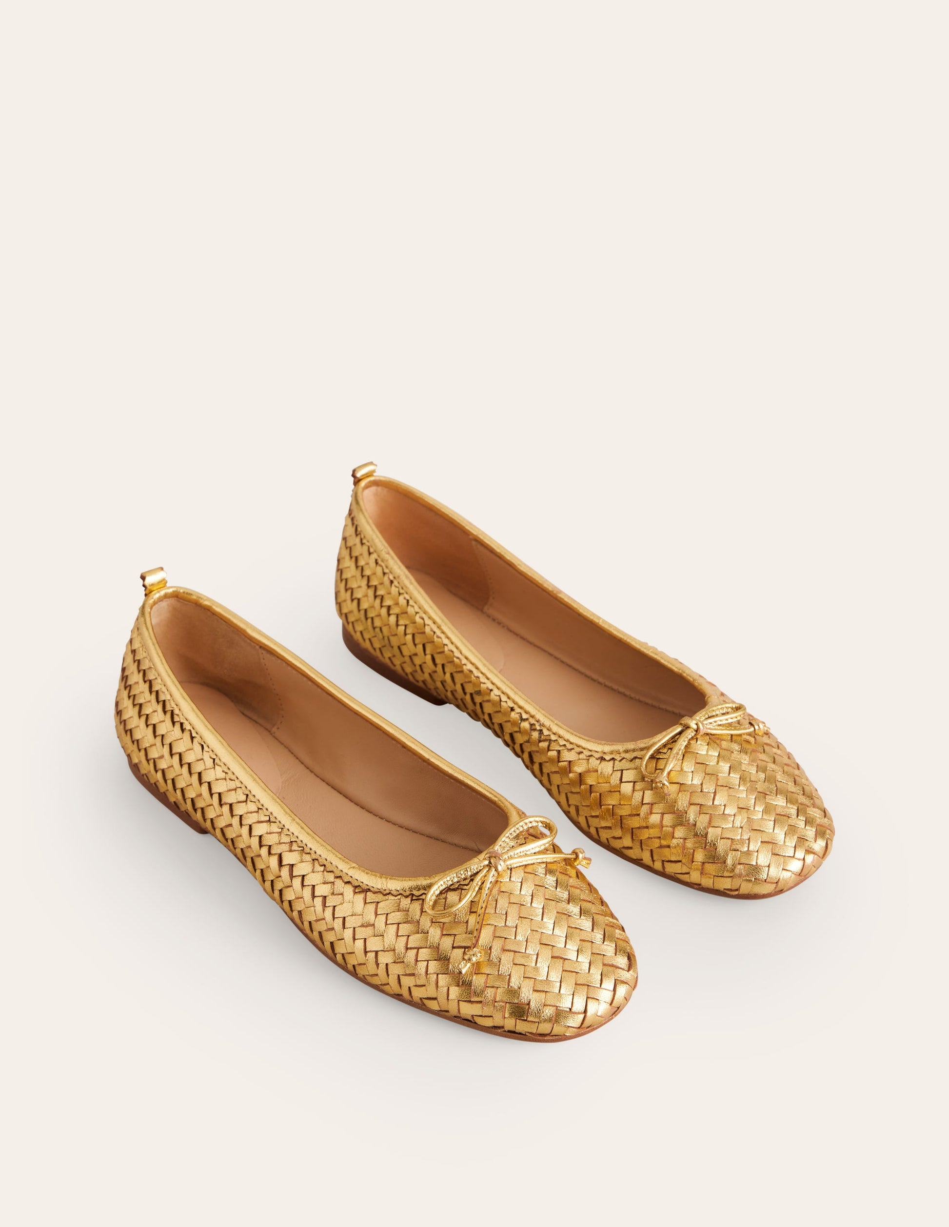 Kitty Flexi Sole Ballet Pumps-Woven Gold-3