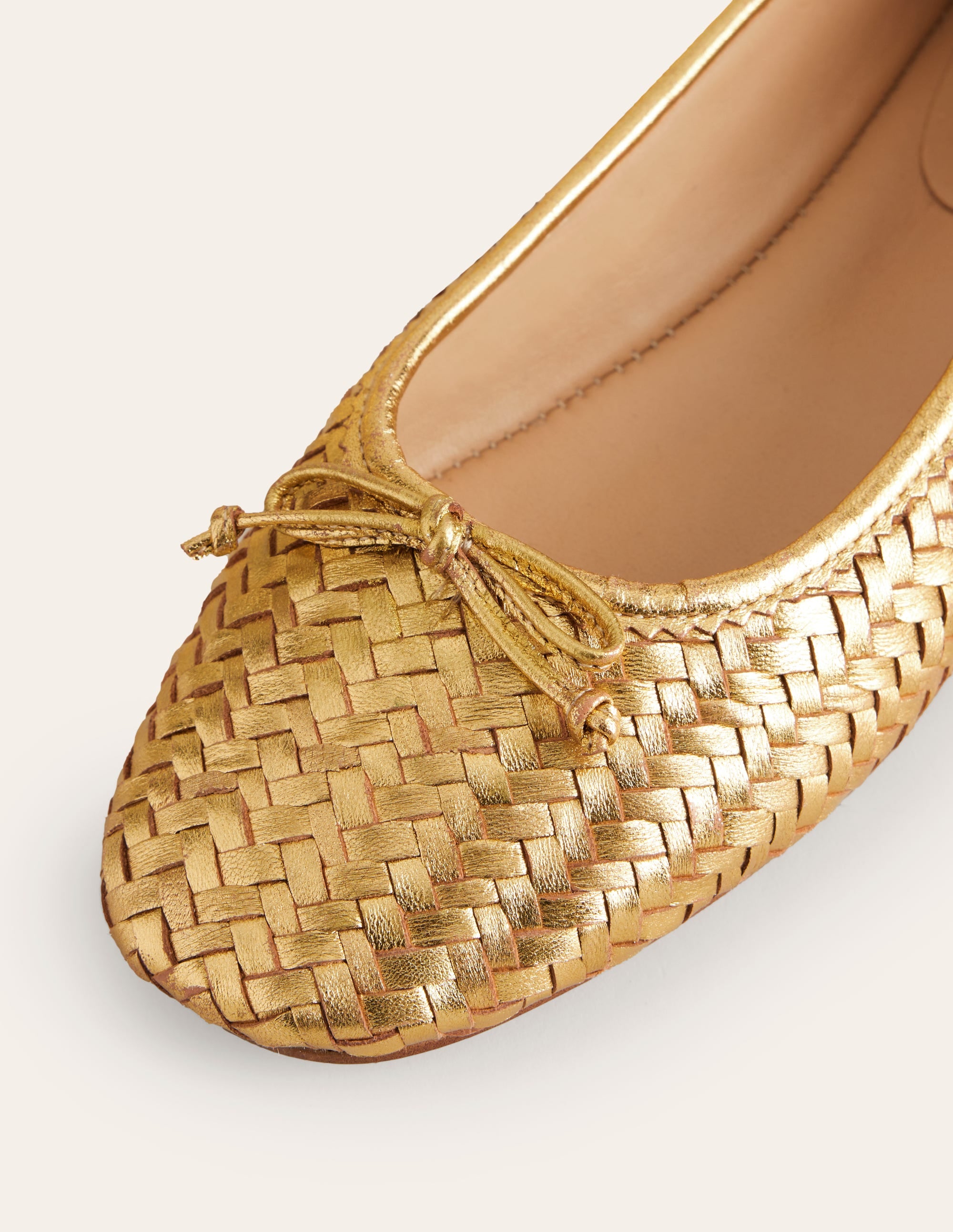 Kitty Flexi Sole Ballet Pumps-Woven Gold - Image 4