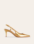 Riemchenpumps mit Cut-out-Gold Spiegelglanz