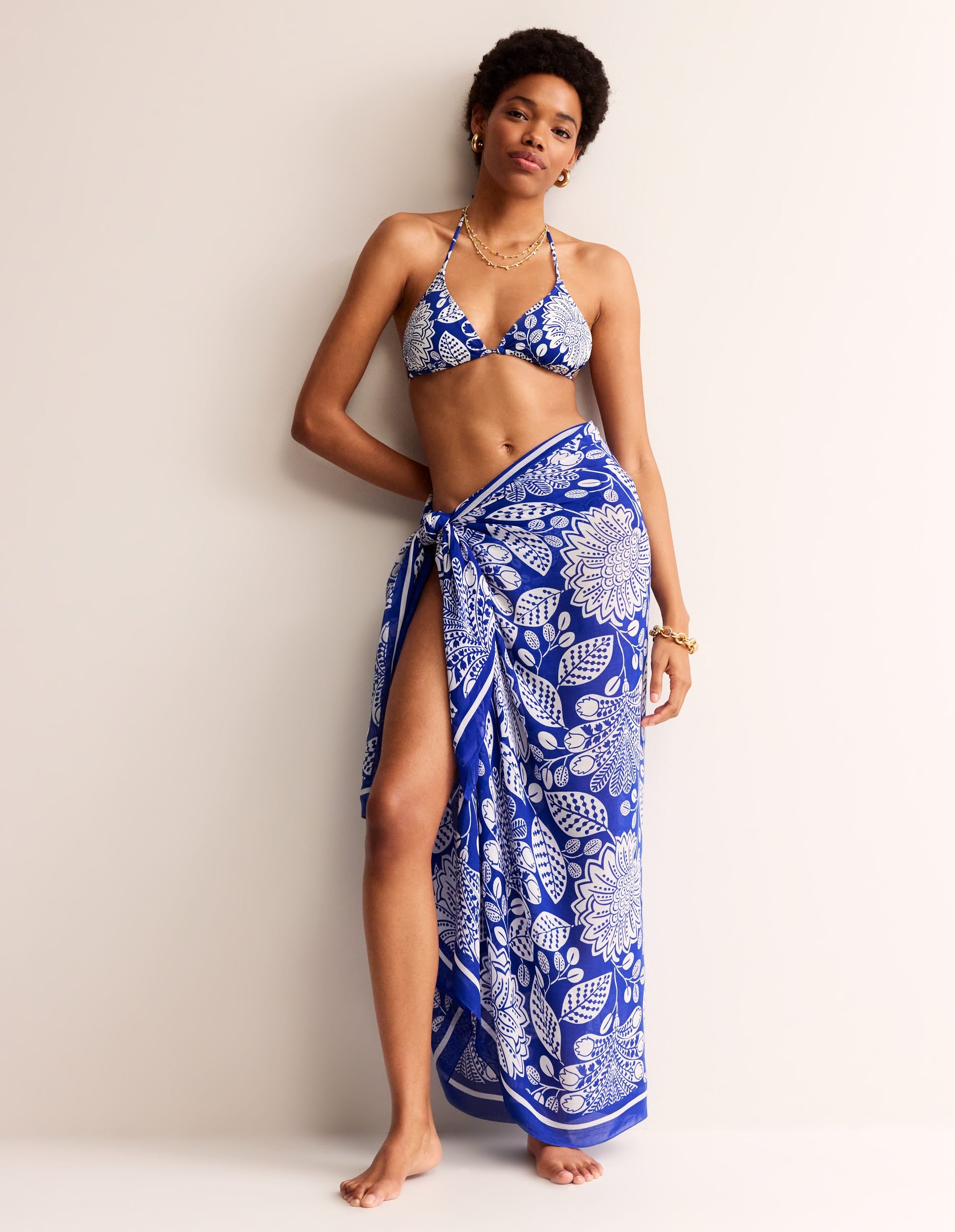 Sarong-Schal mit Muster-Hellblau, Gardenia Swirl - Image 2