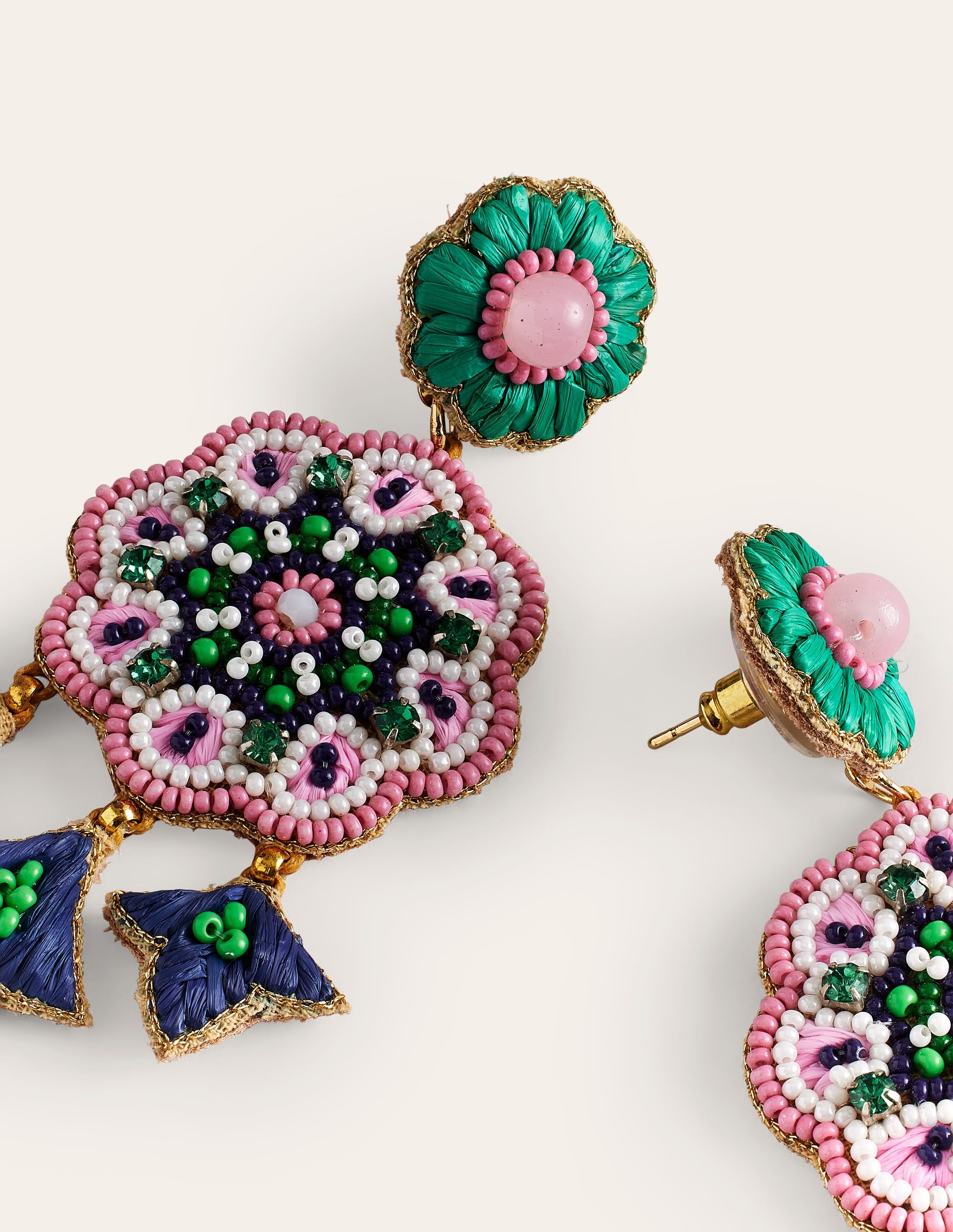 Beady Motif Earrings-Flower - Image 3