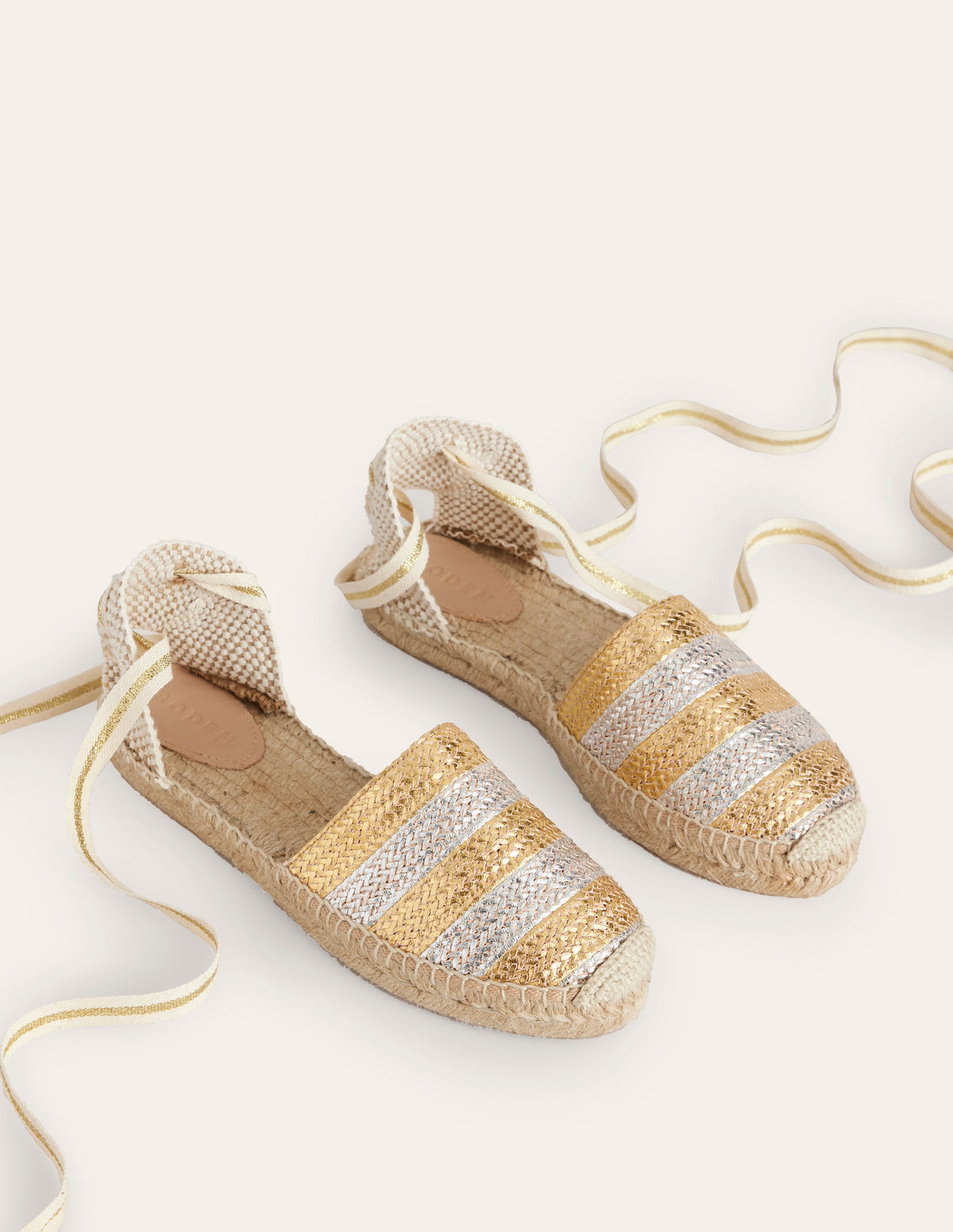 Espadrilles plates nouées à la cheville-Doré/argenté-3