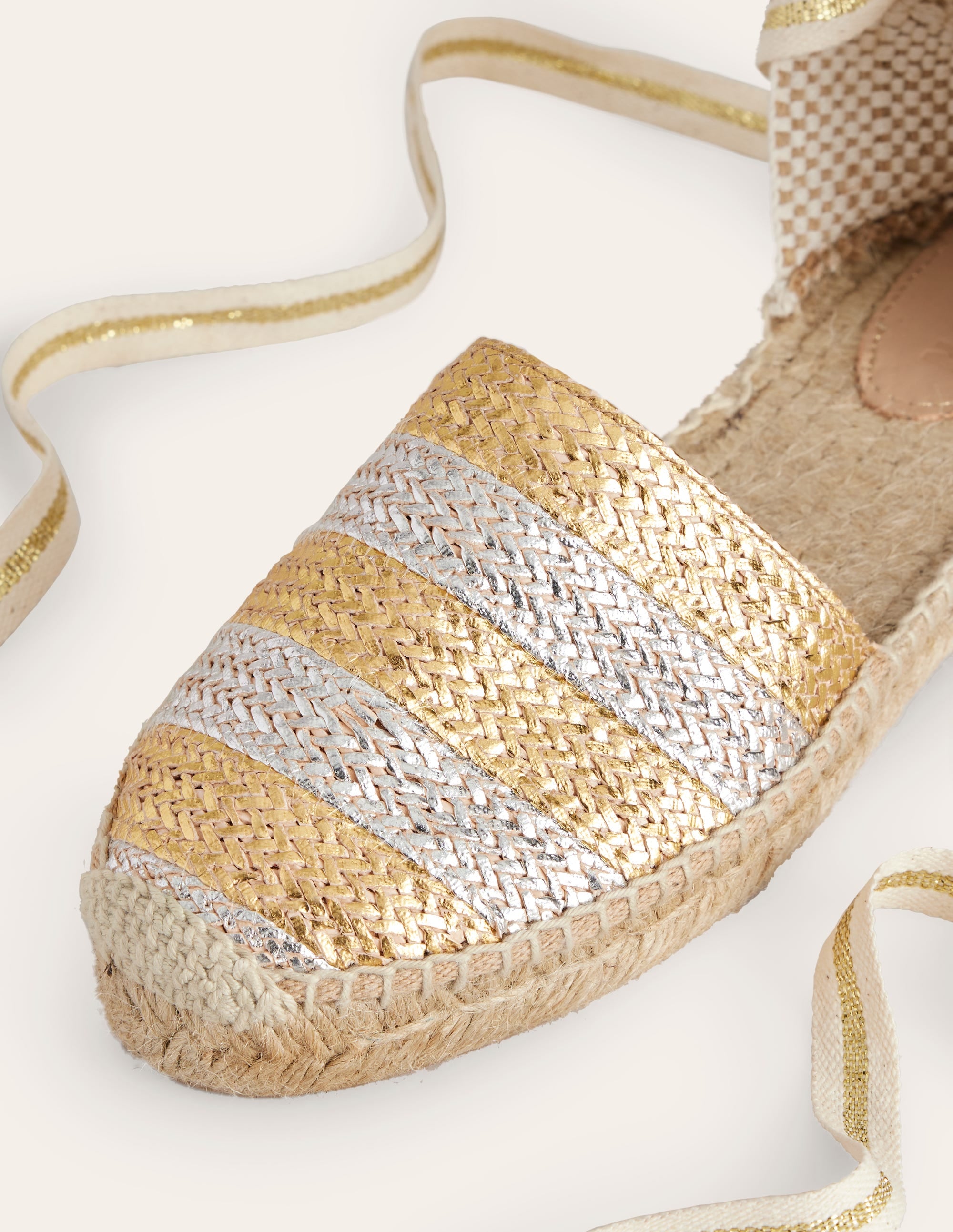 Espadrilles plates nouées à la cheville-Doré/argenté - Image 4