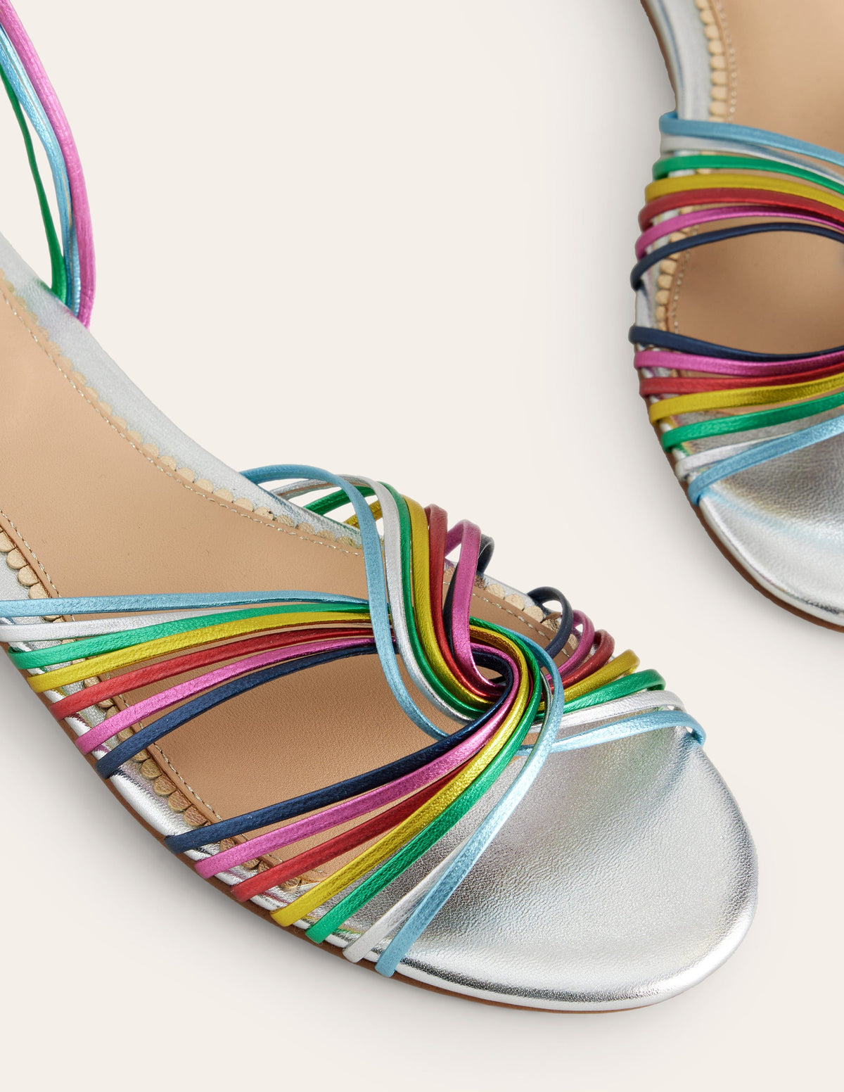 Twist Front Flat Sandals-Multi Metallic Leather - Image 5
