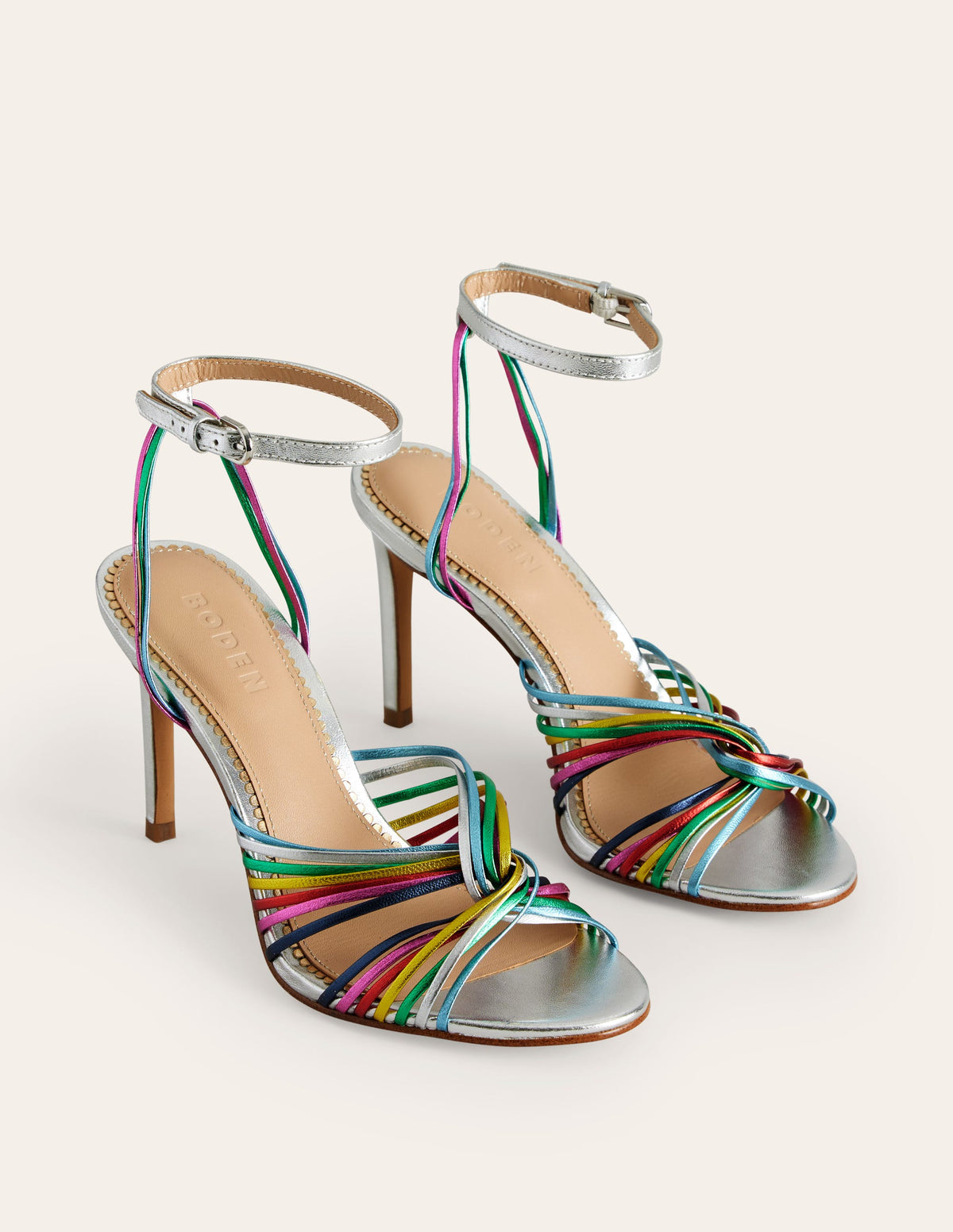 Absatzsandalen mit Twist-Detail-Bunt Metallic-Leder - Image 3