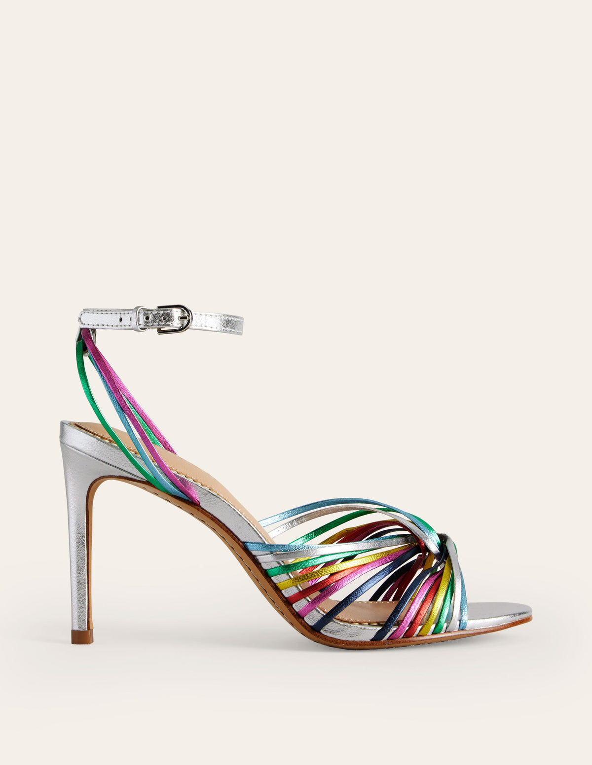 Absatzsandalen mit Twist-Detail-Bunt Metallic-Leder-2