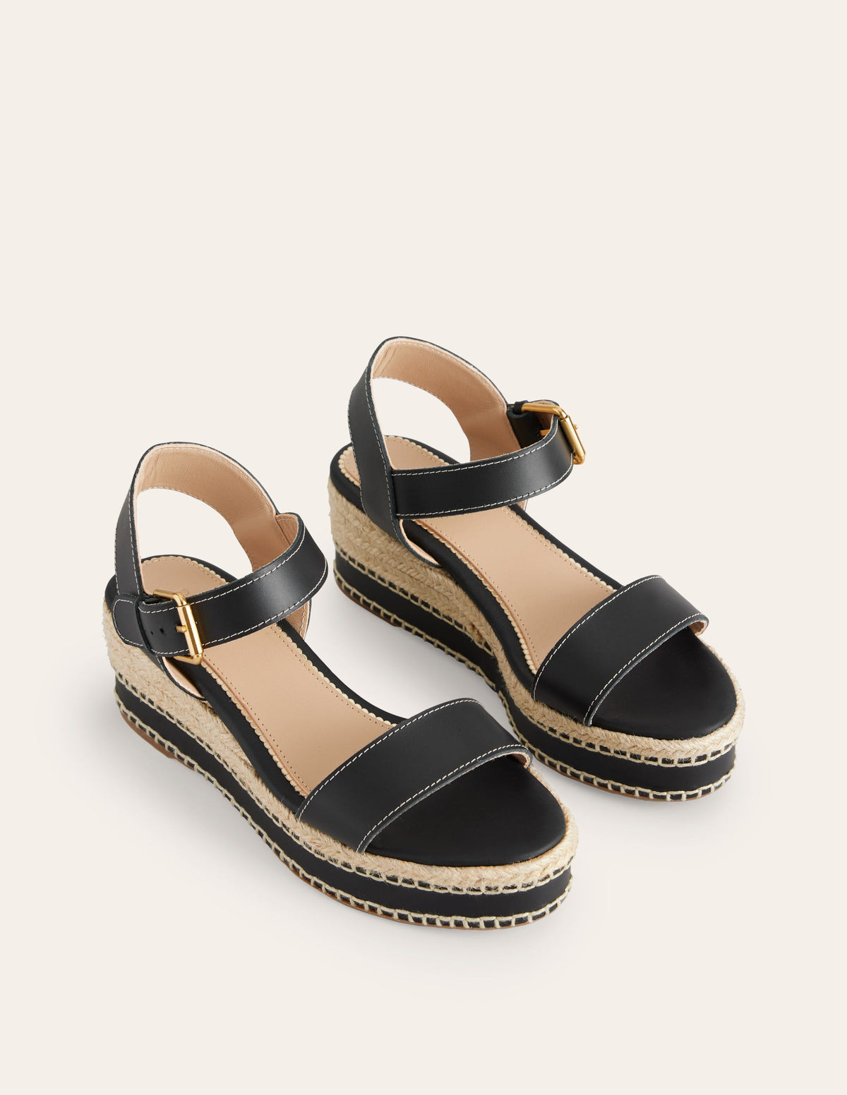 Espadrilles compensées à surpiqûres-Noir - Image 3