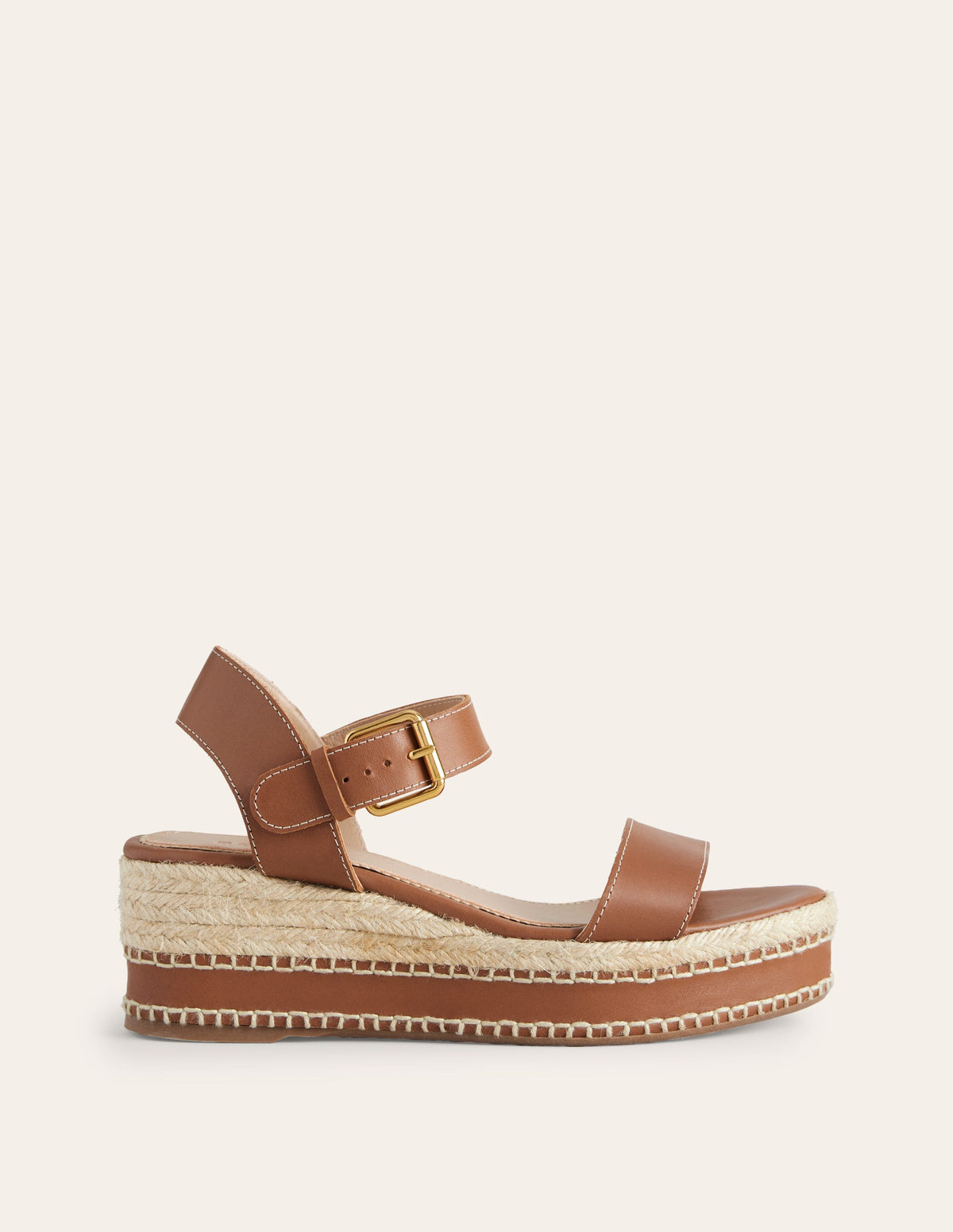 Stitched Wedge Espadrilles-Tan - Image 2