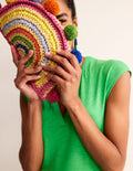 Regenbogen-Clutch aus Bast-Regenbogen