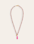 Perlenkette mit Quaste-Blasspink