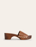 Clogs mit Cut-out-Details-Hellbraun