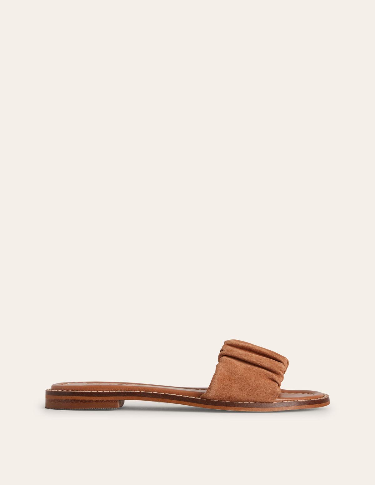 Flache Sandalen mit Raffung-Hellbraun-1