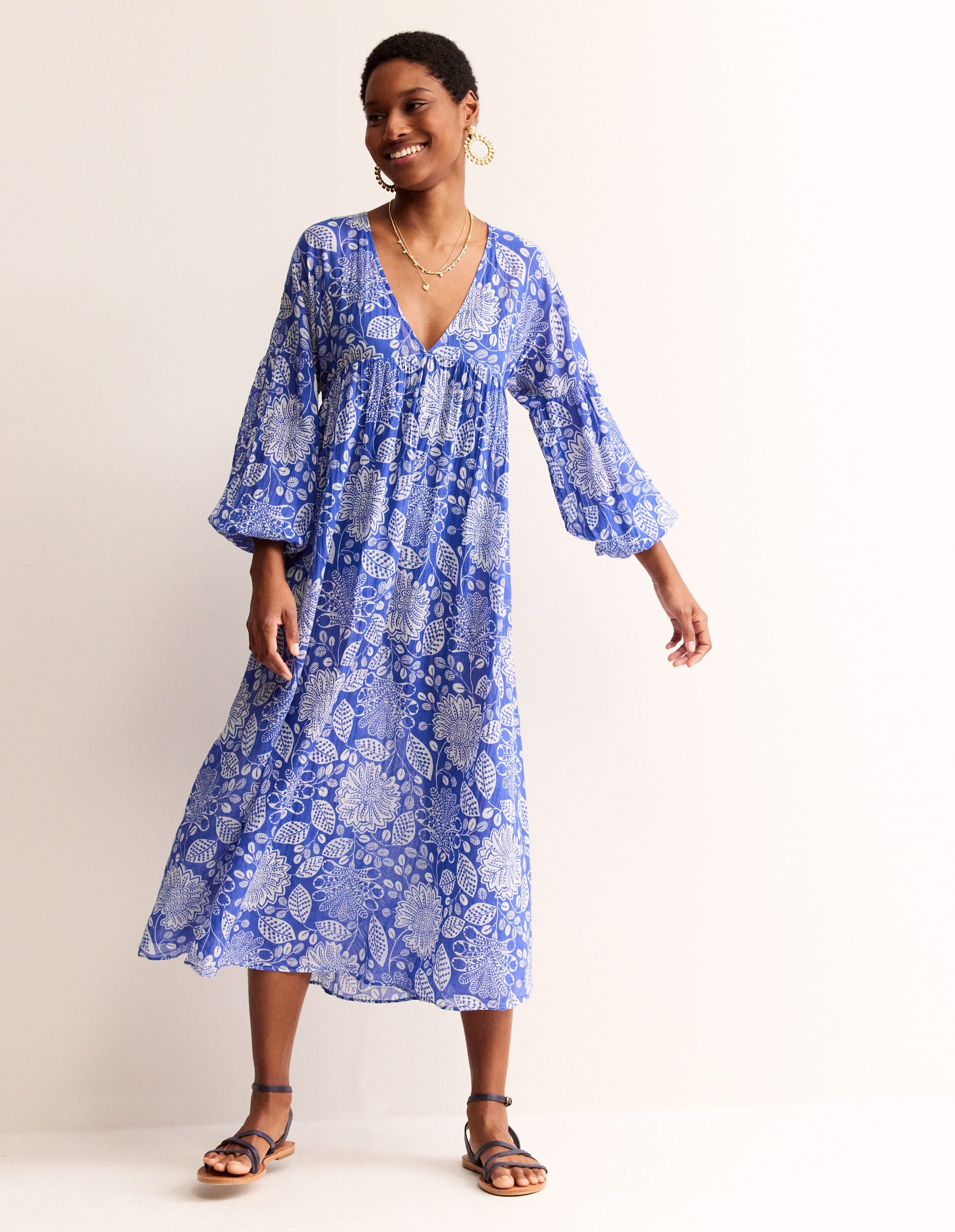 Sarah Maxi-Kaftankleid-Surf The Web, Gardenia Swirl-2