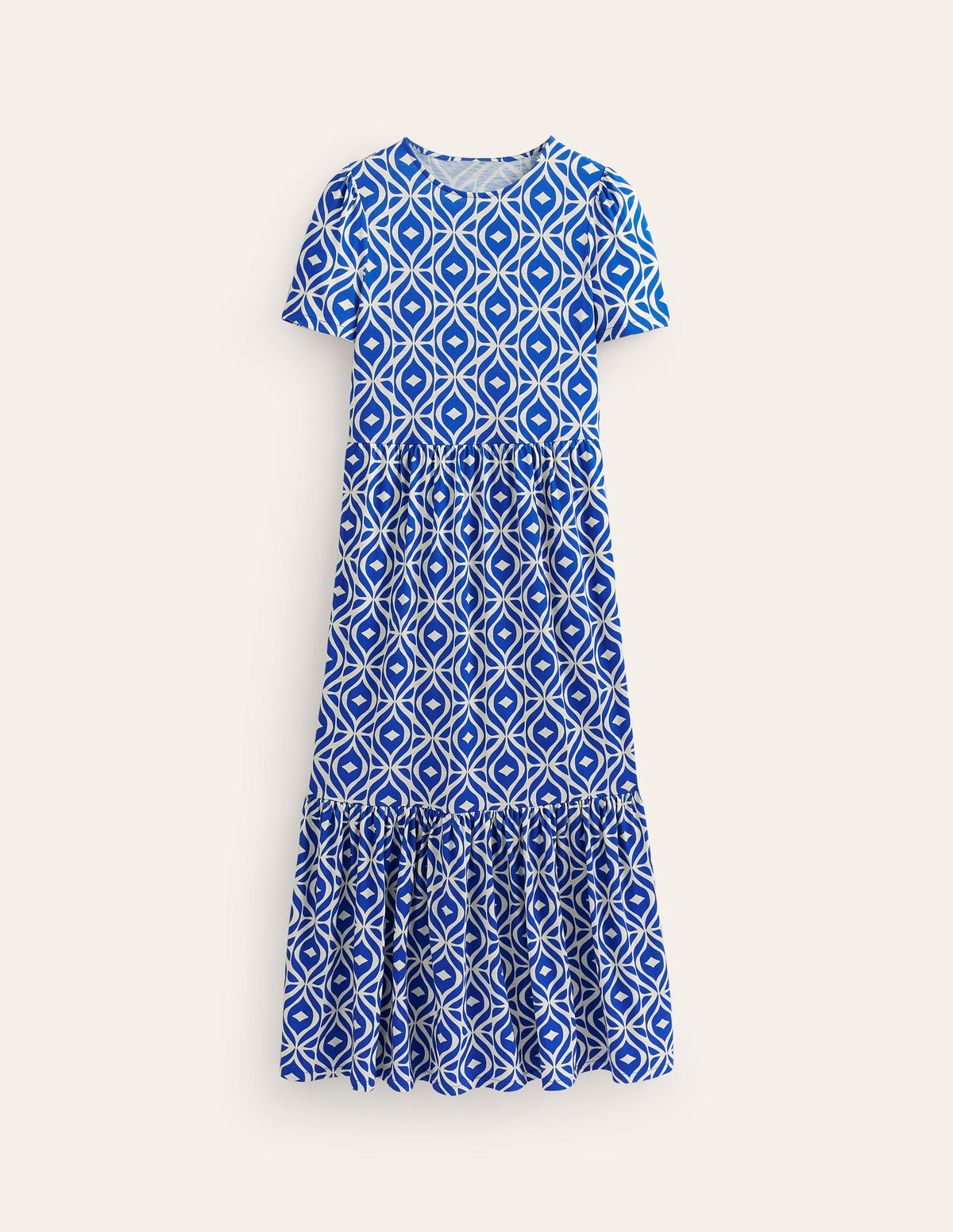 Robe midi Emma en jersey à volants-Bleu connecté, motif Diamond Wave-6