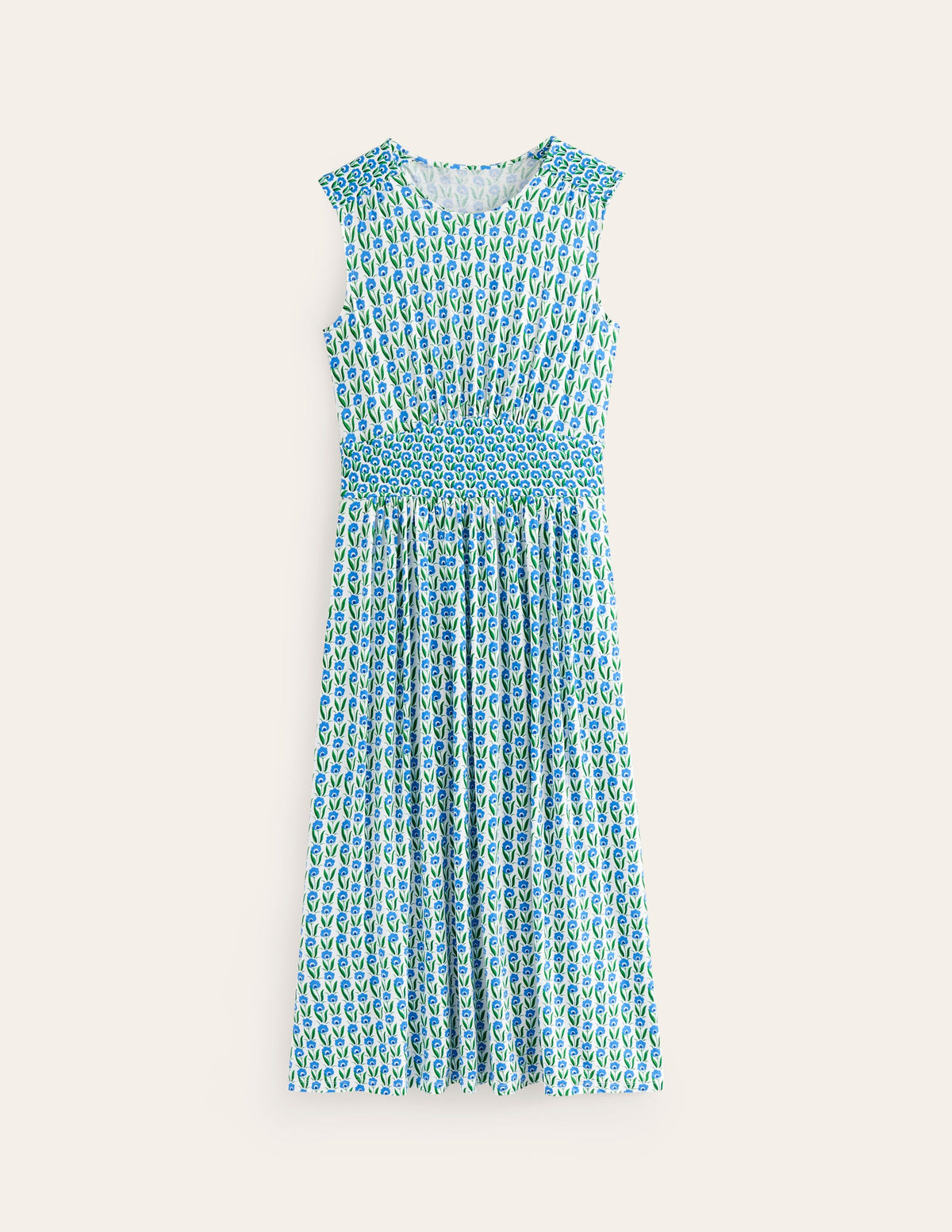 Thea Ärmelloses Midikleid-Grünes Tamburin Gänseblümchen - Image 6