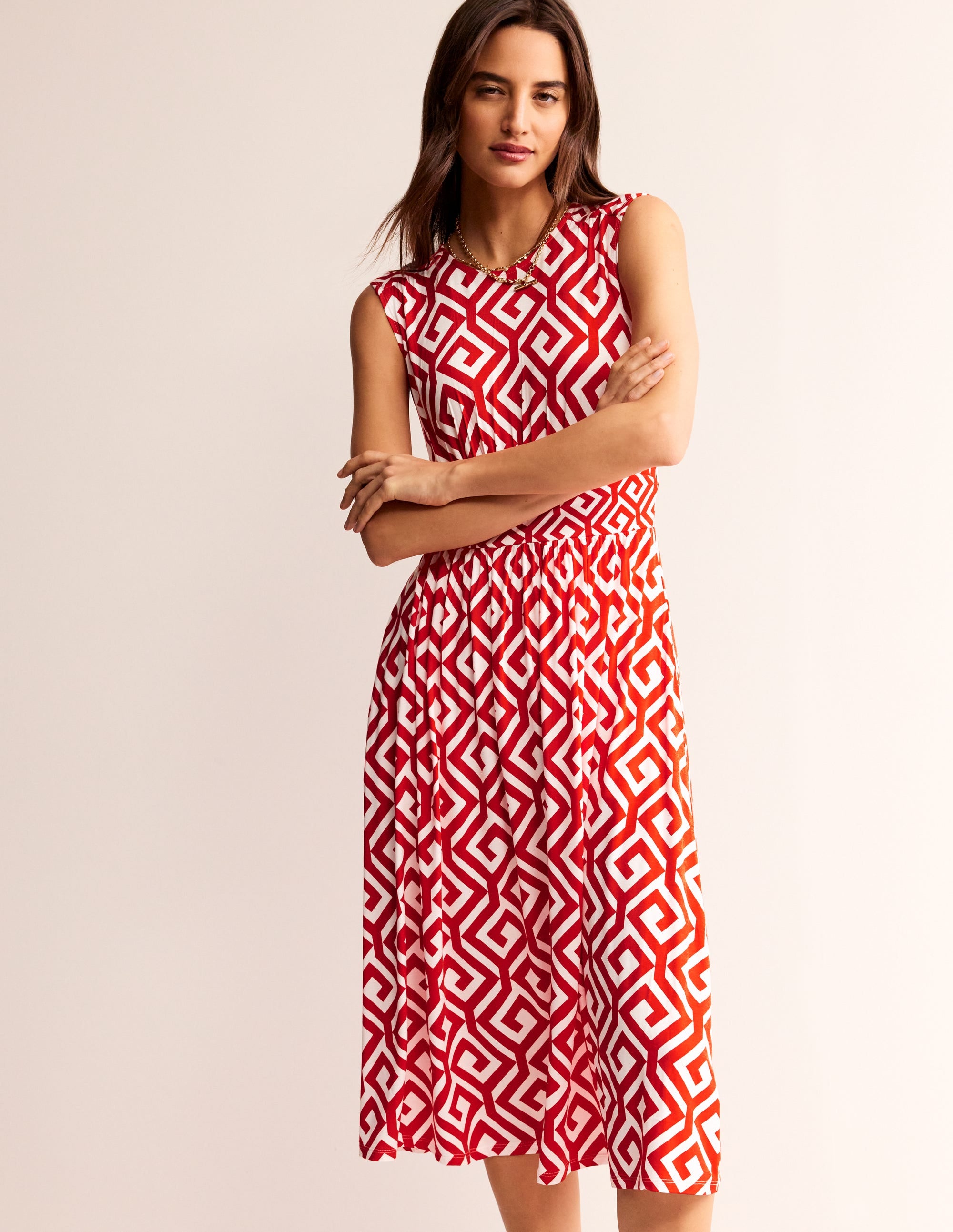 Thea Ärmelloses Midikleid-Flammenrot, Labyrinth - Image 2