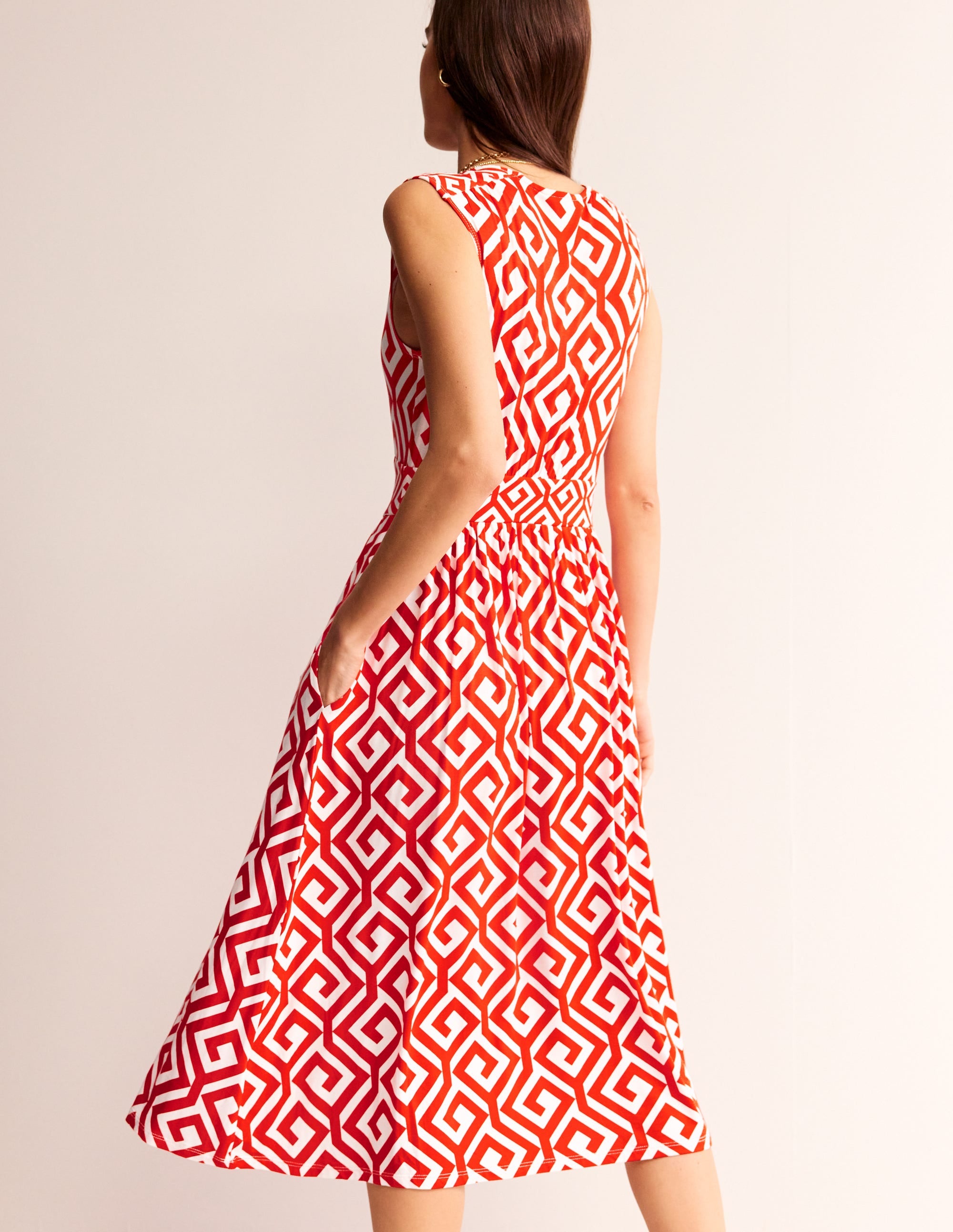 Thea Ärmelloses Midikleid-Flammenrot, Labyrinth - Image 4