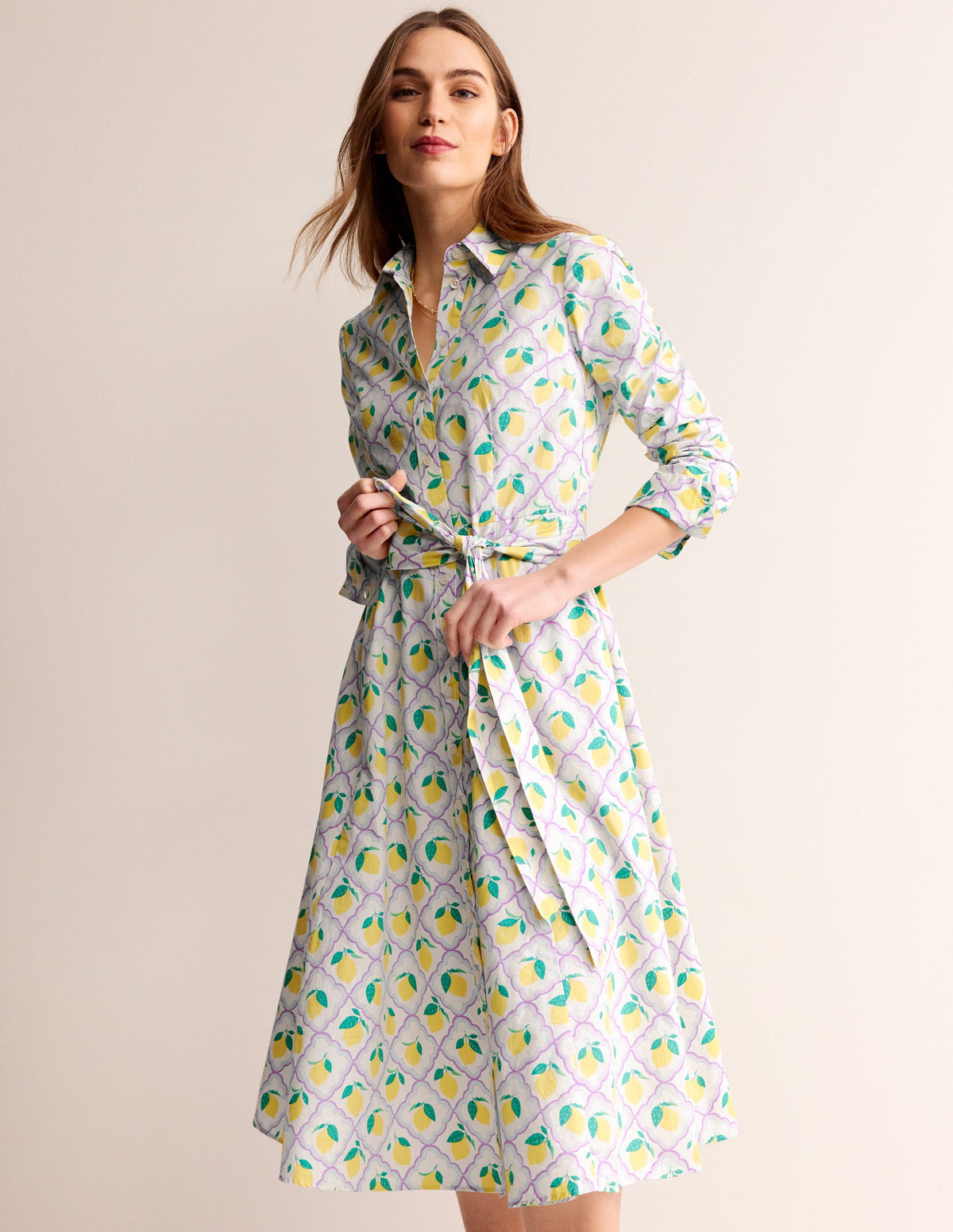Amy Cotton Midi Shirt Dress-Lavender, Lemon Grove - Image 2