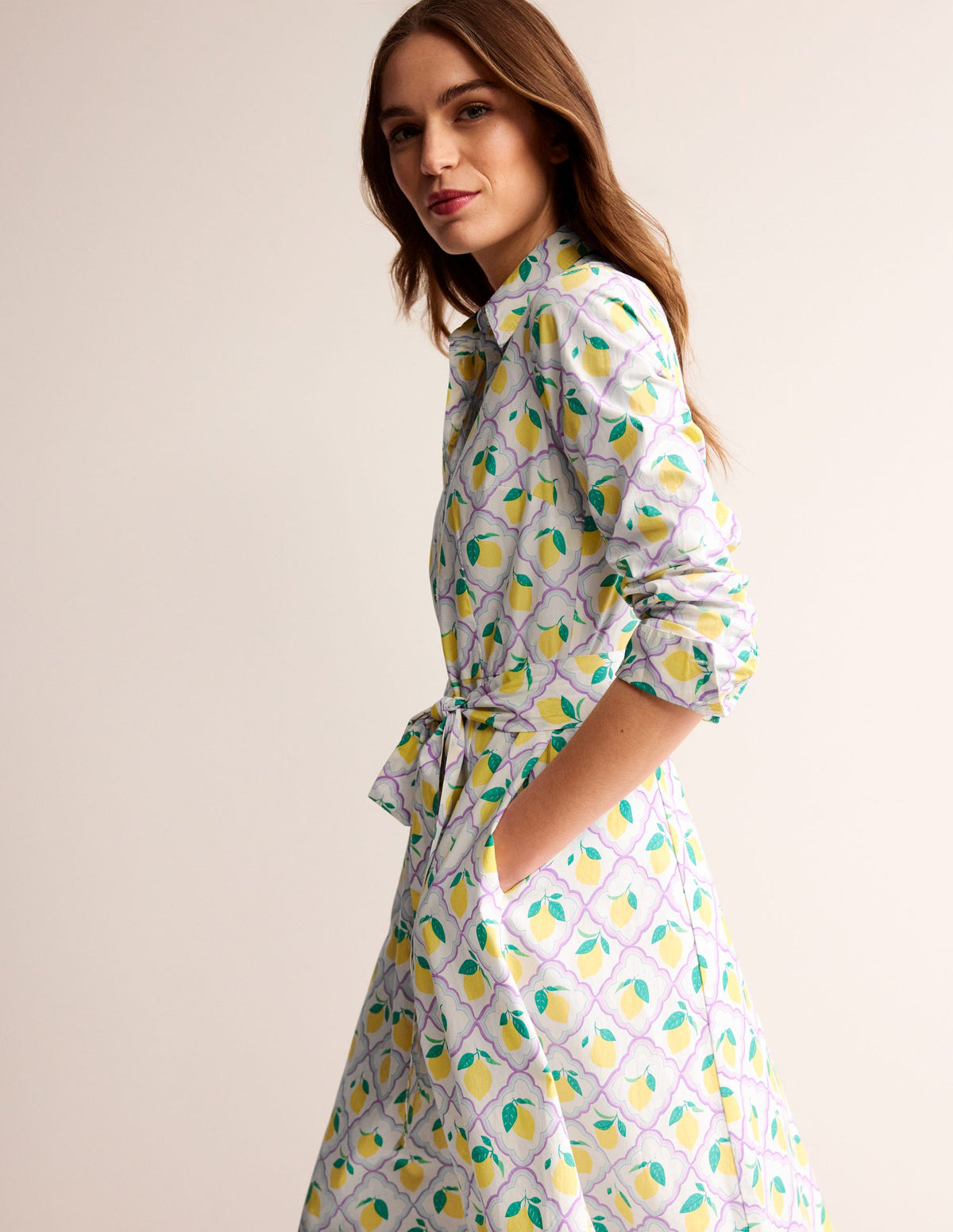 Amy Cotton Midi Shirt Dress-Lavender, Lemon Grove-4