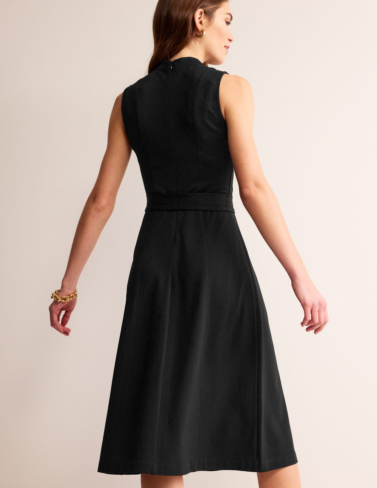 Nicola High Neck Ponte Dress-Black - Image 3