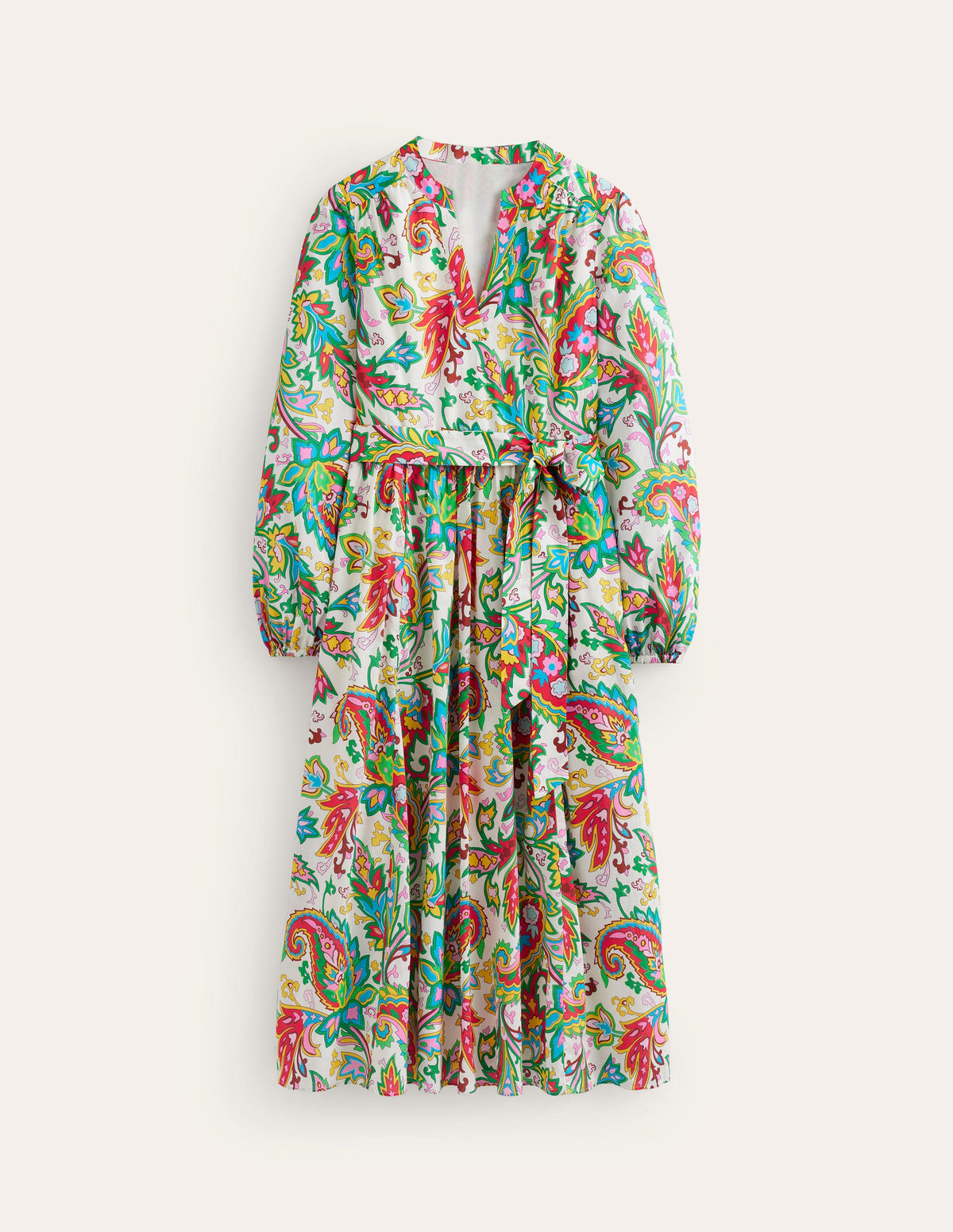 Robe midi Jen en coton-Ivoire, motif Paisley Azure moyen-6