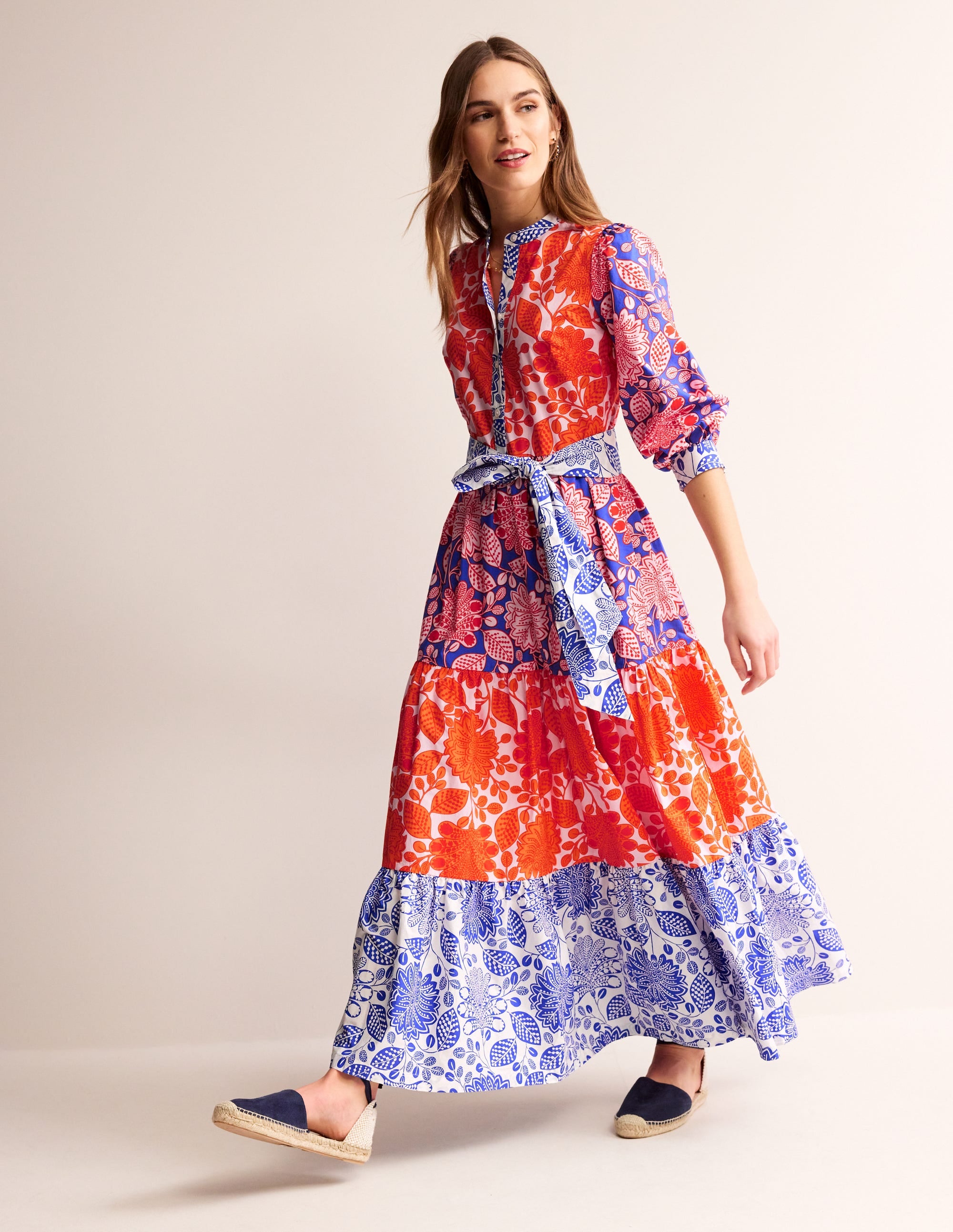 Alba Gestuftes Maxikleid aus Baumwolle-Feuerwerk, Gardenia Swirl - Image 2