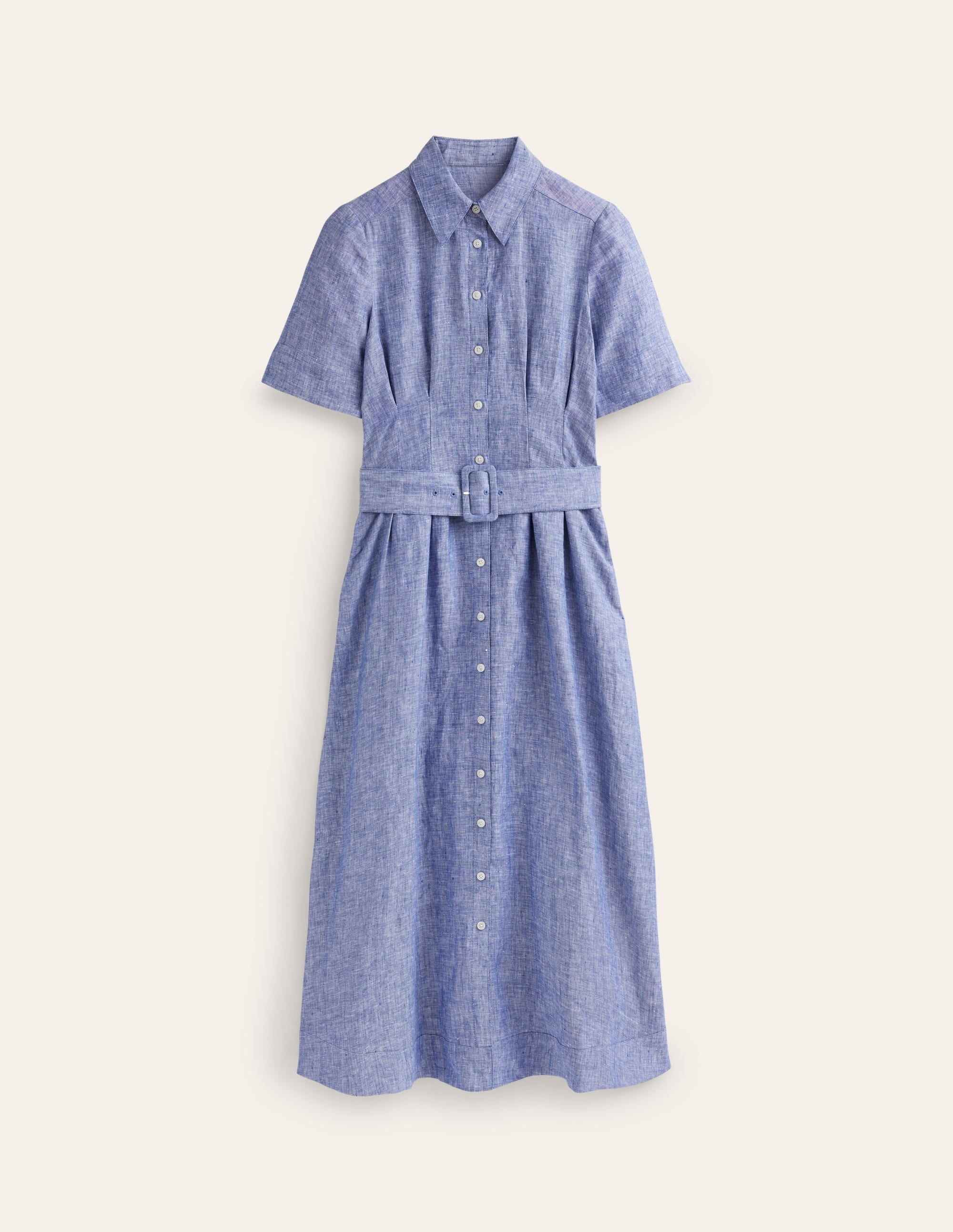 Robe-chemise midi Louise en lin-Chambray bleu authentique - Image 5