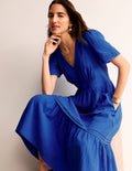 Eve Doppeltuch-Midikleid-Indigofink