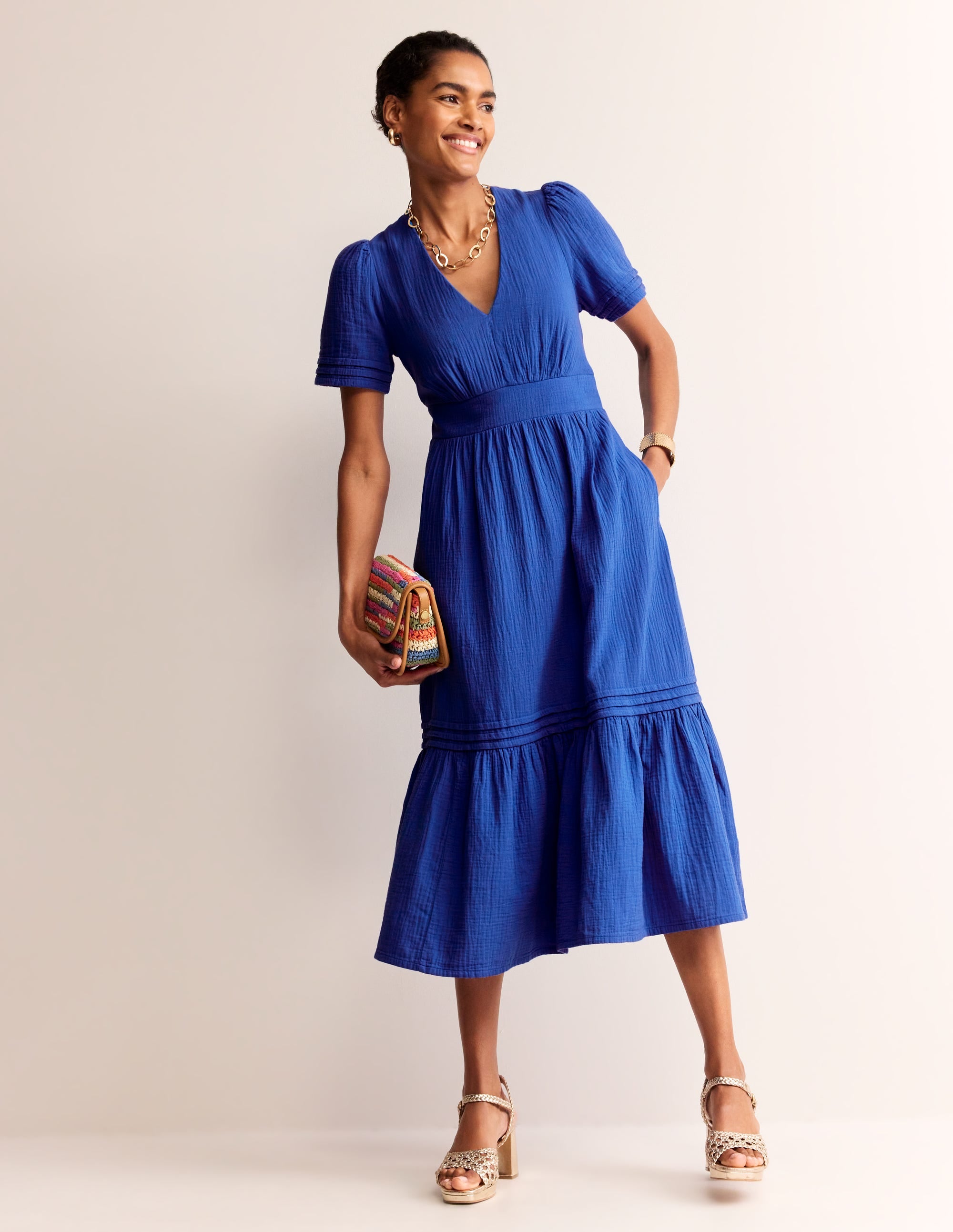 Eve Doppeltuch-Midikleid-Indigofink - Image 5