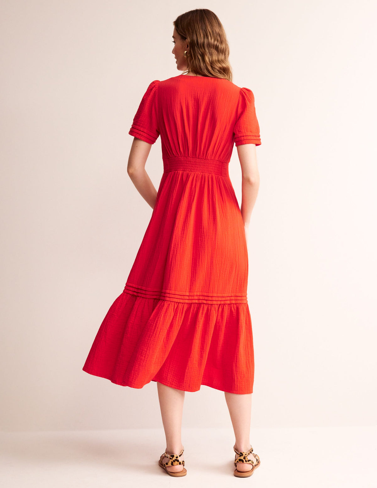 Eve Doppeltuch-Midikleid-Flammenrot - Image 3