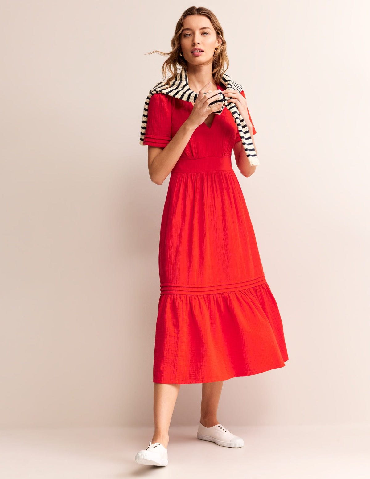 Eve Doppeltuch-Midikleid-Flammenrot - Image 5