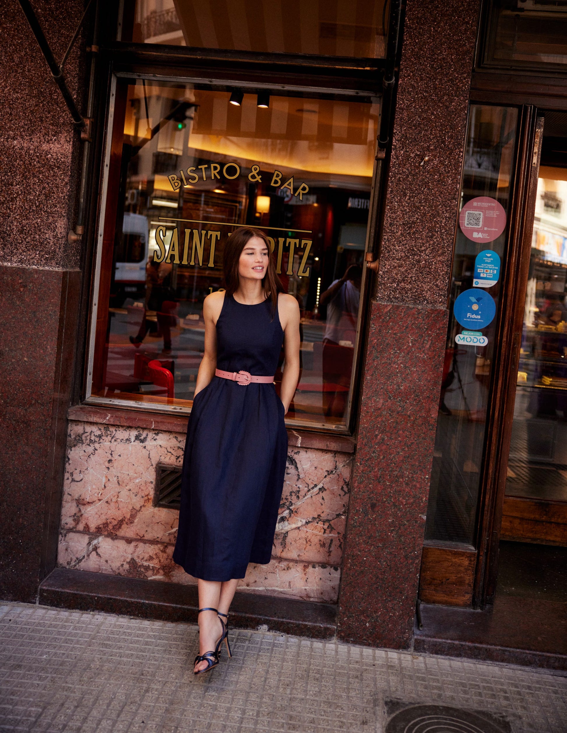 Carla Leinen-Midikleid-Aqua Marine Marl-5