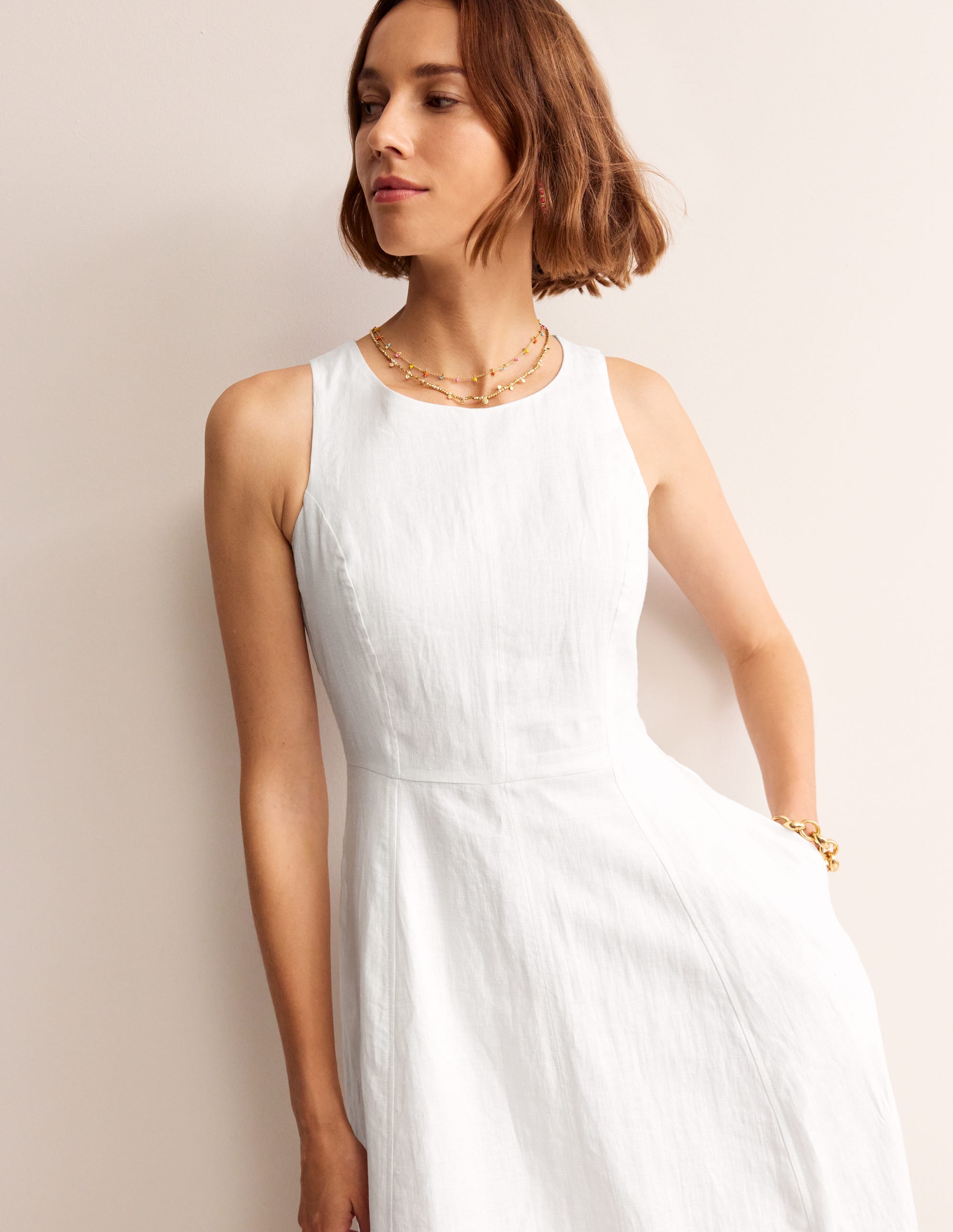 Robe midi Carla en lin-Blanc - Image 1