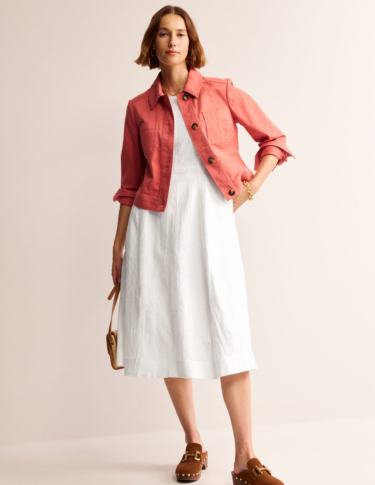 Robe midi Carla en lin-Blanc - Image 4