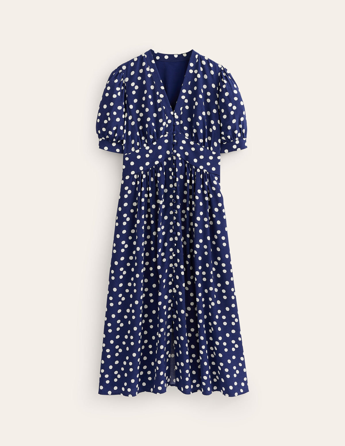 Robe midi style 40s Elsa-Pois bleu marine-9