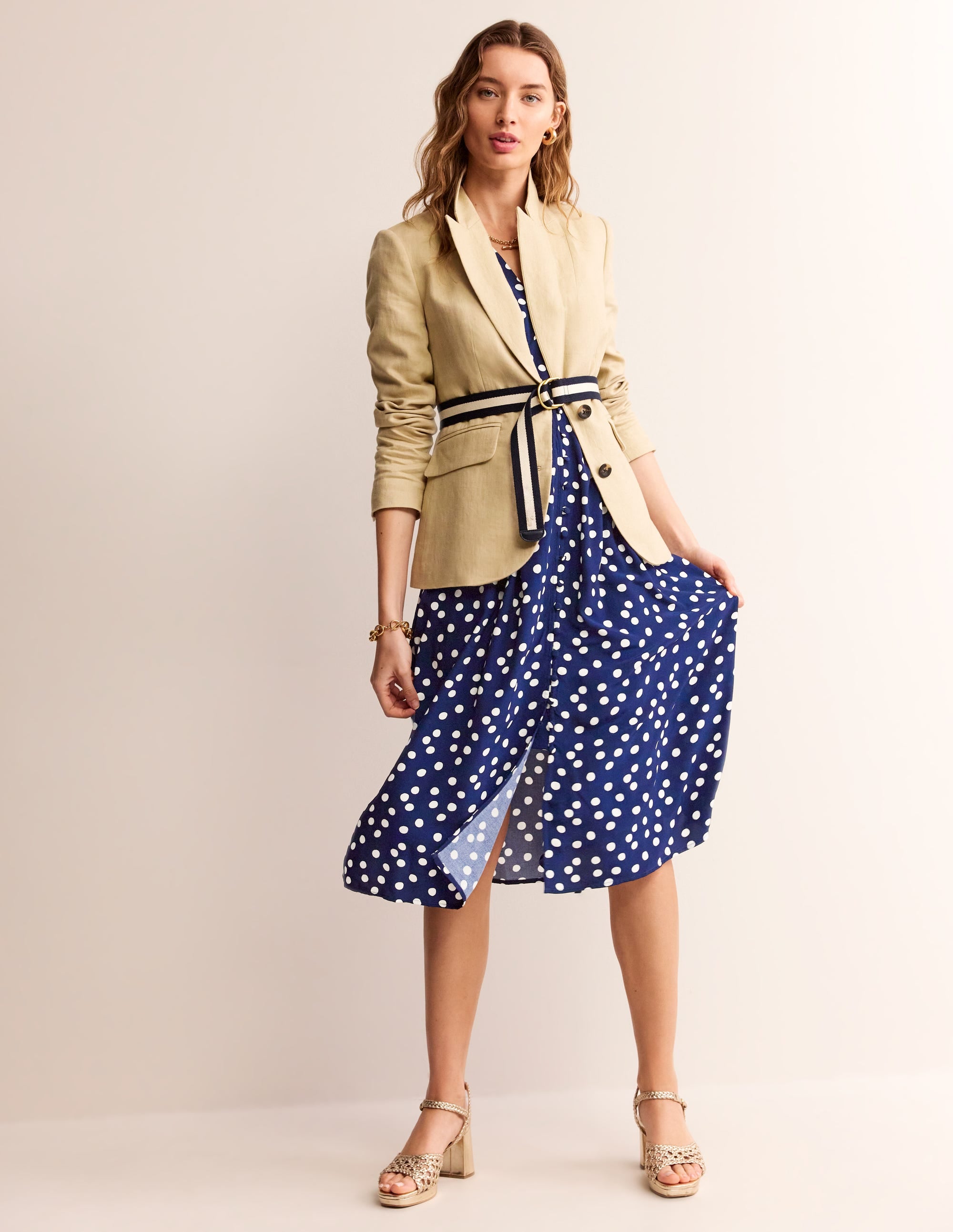 Robe midi style 40s Elsa-Pois bleu marine - Image 5
