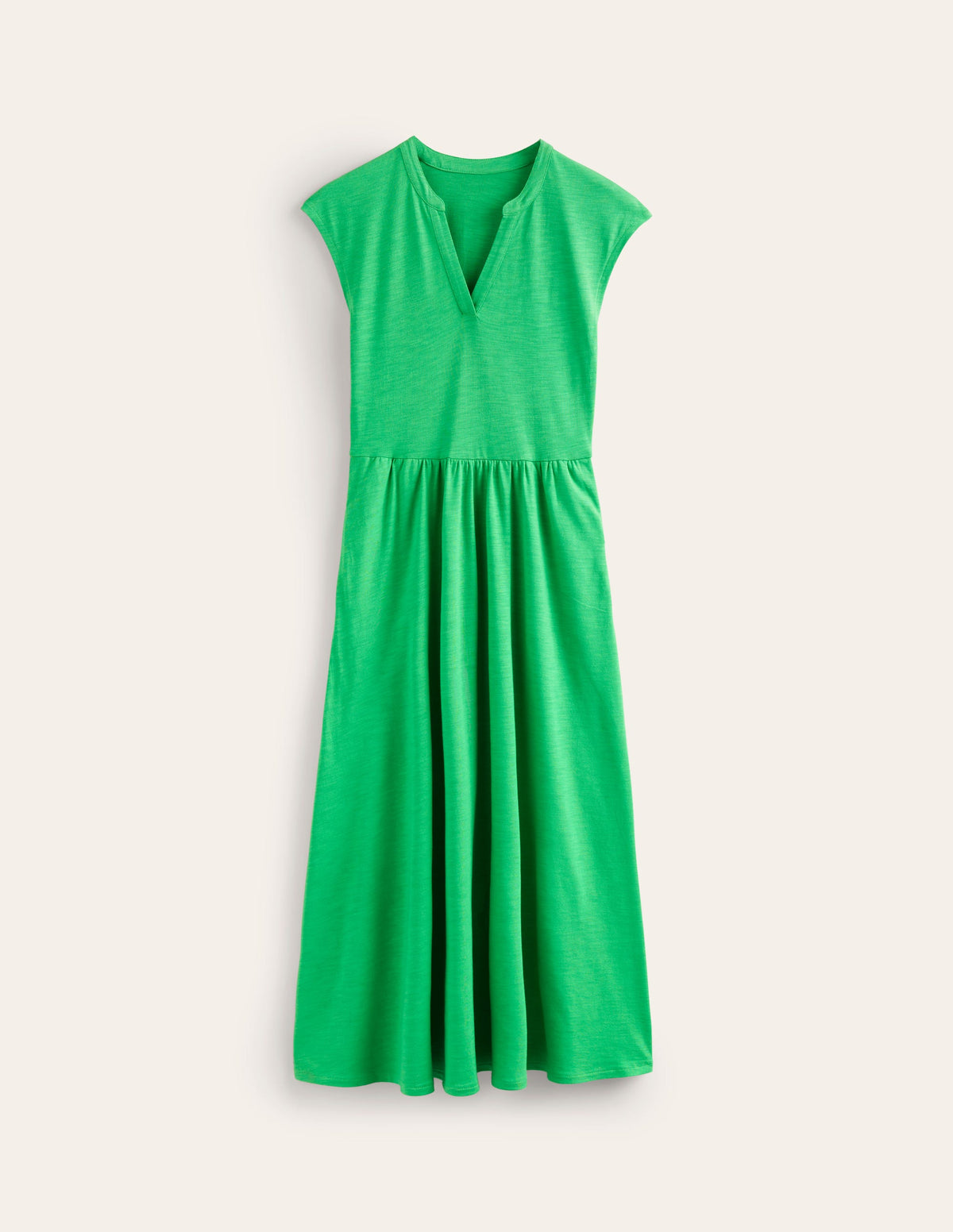 Robe midi Chloe en jersey à col cranté-Vert Kelly-6