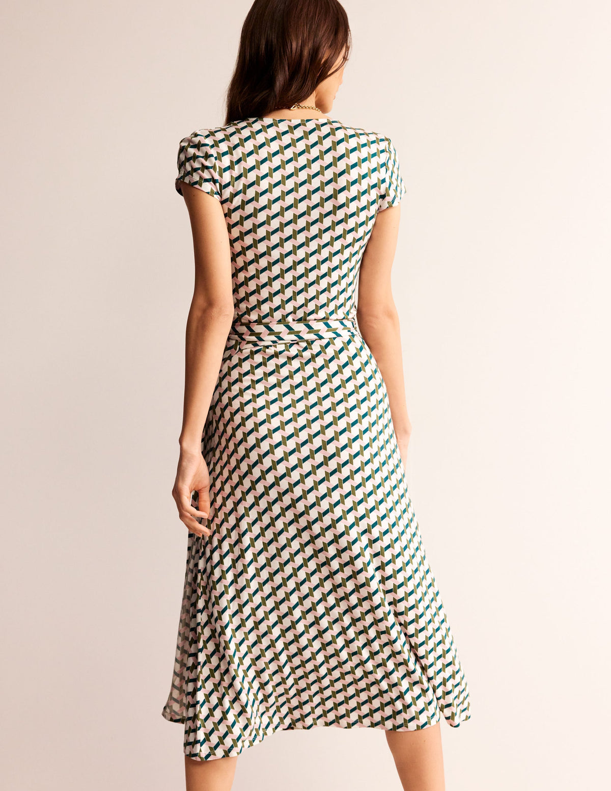 Robe portefeuille Joanna à mancherons-Éphémère, motif Honeycomb Geo - Image 4