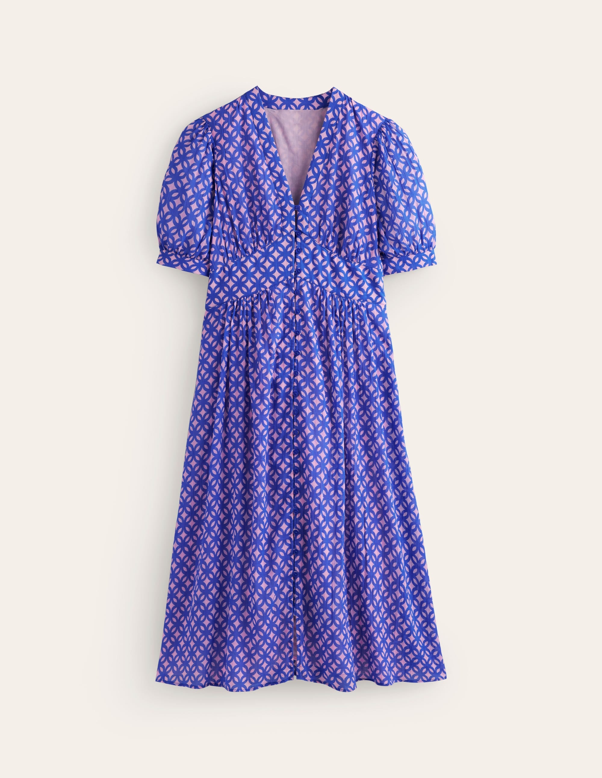 Elsa Crinkle Midi Tea Dress-Sweet Lilac, Trellis Geo - Image 7