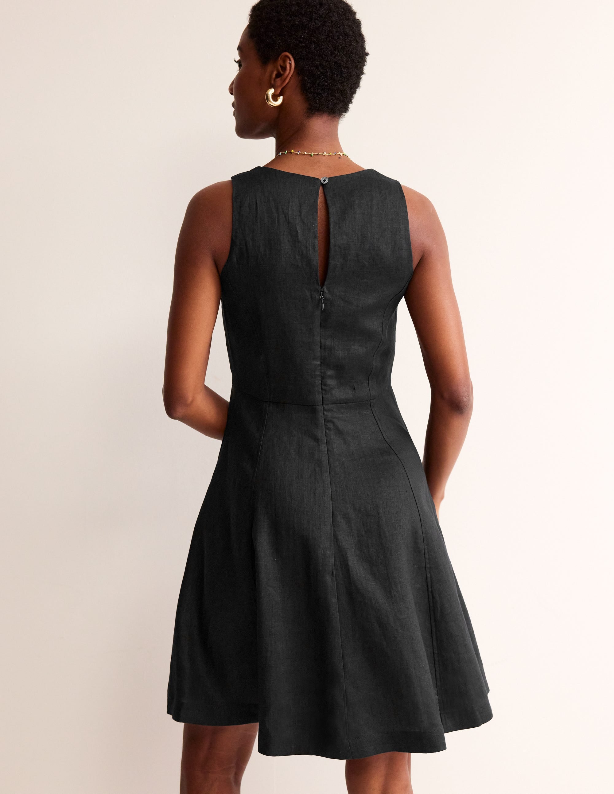 Carla Linen Short Dress-Black - Image 3