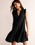 Daisy Kurzes Doppeltuch-Kleid-Schwarz