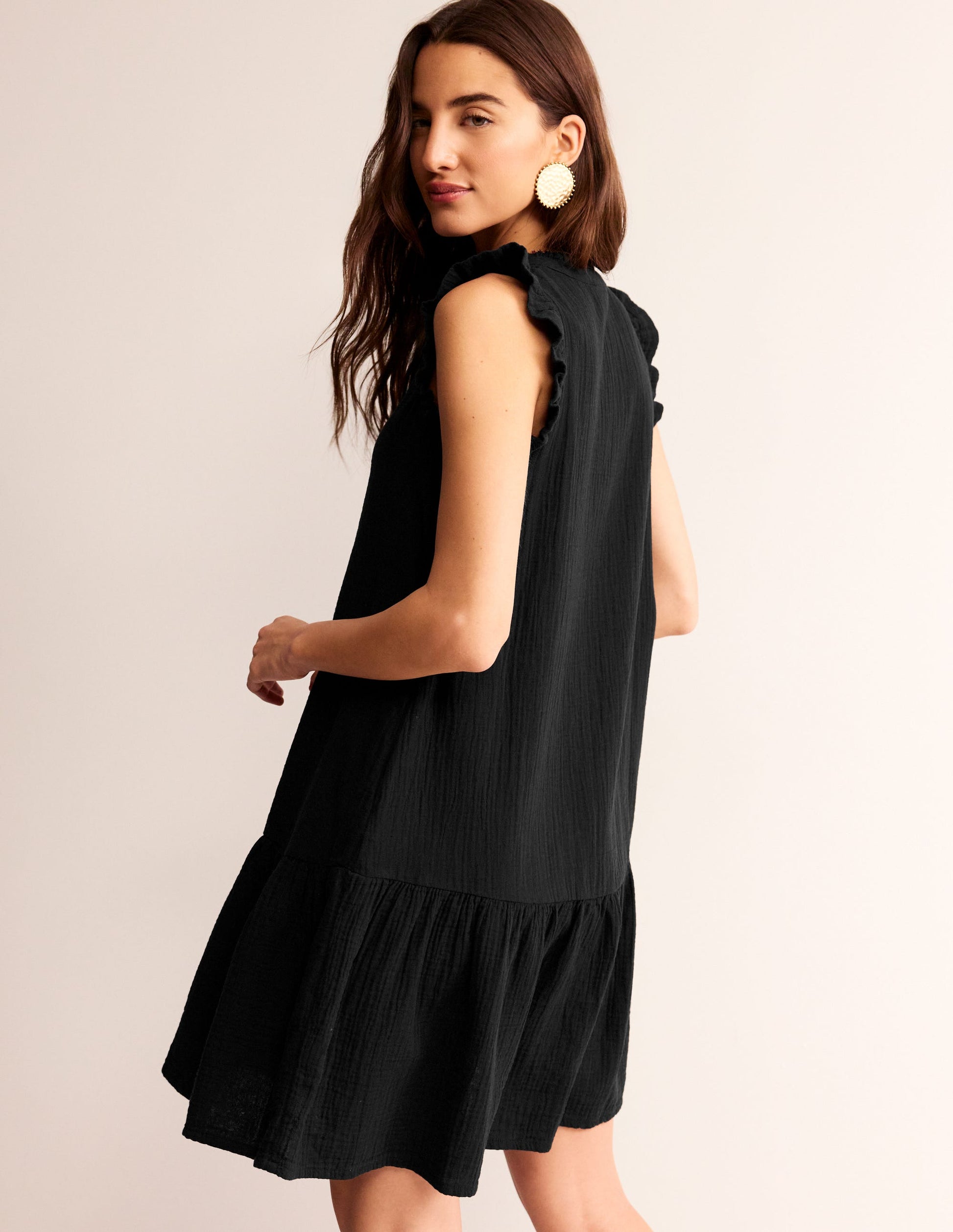 Daisy Kurzes Doppeltuch-Kleid-Schwarz-3
