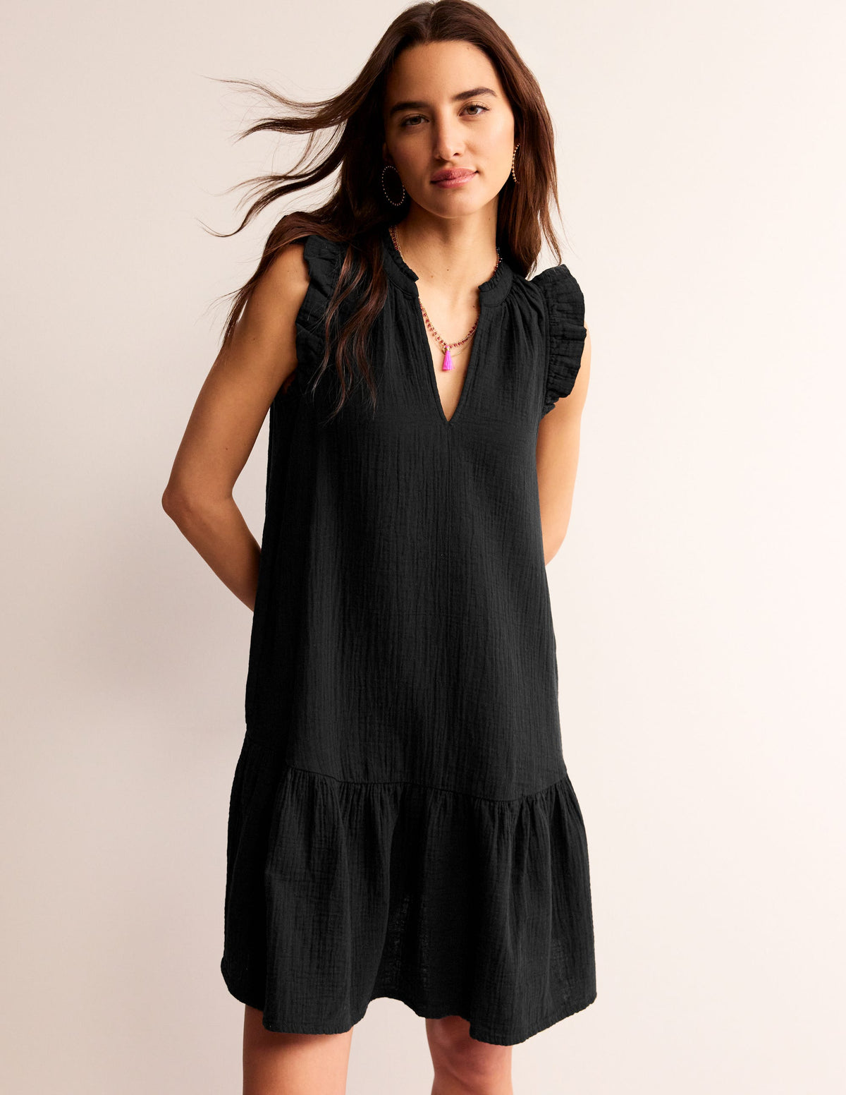Daisy Kurzes Doppeltuch-Kleid-Schwarz-4