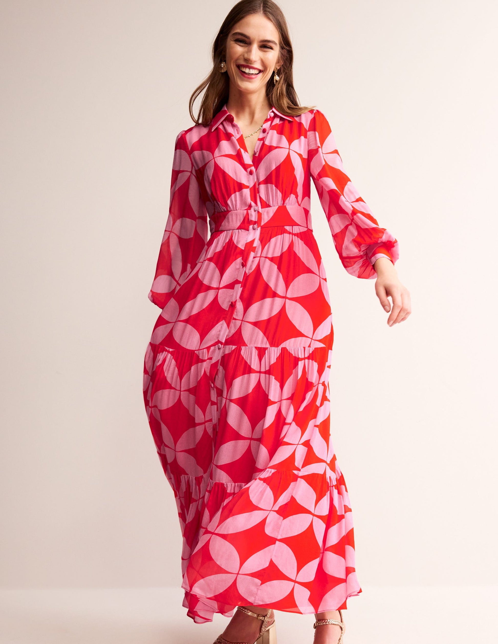Maxi-Hemdblusenkleid für besondere Anlässe-Flammenrot, Diamond Terrace-1