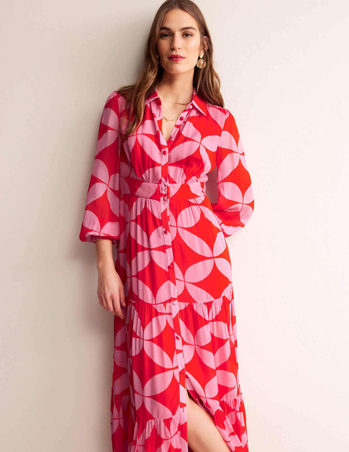 Maxi-Hemdblusenkleid für besondere Anlässe-Flammenrot, Diamond Terrace - Image 4