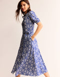Libby Midi-Hemdblusenkleid aus Jersey-Surf the Web, Mosaik Blüte