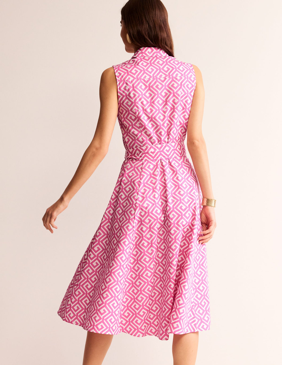 Amy Sleeveless Shirt Dress-Pink Power, Maze-3