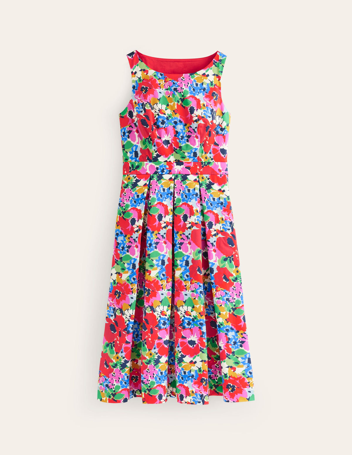 Ärmelloses Midi-Faltenkleid-Bunt, Wilder Mohn groß - Image 7